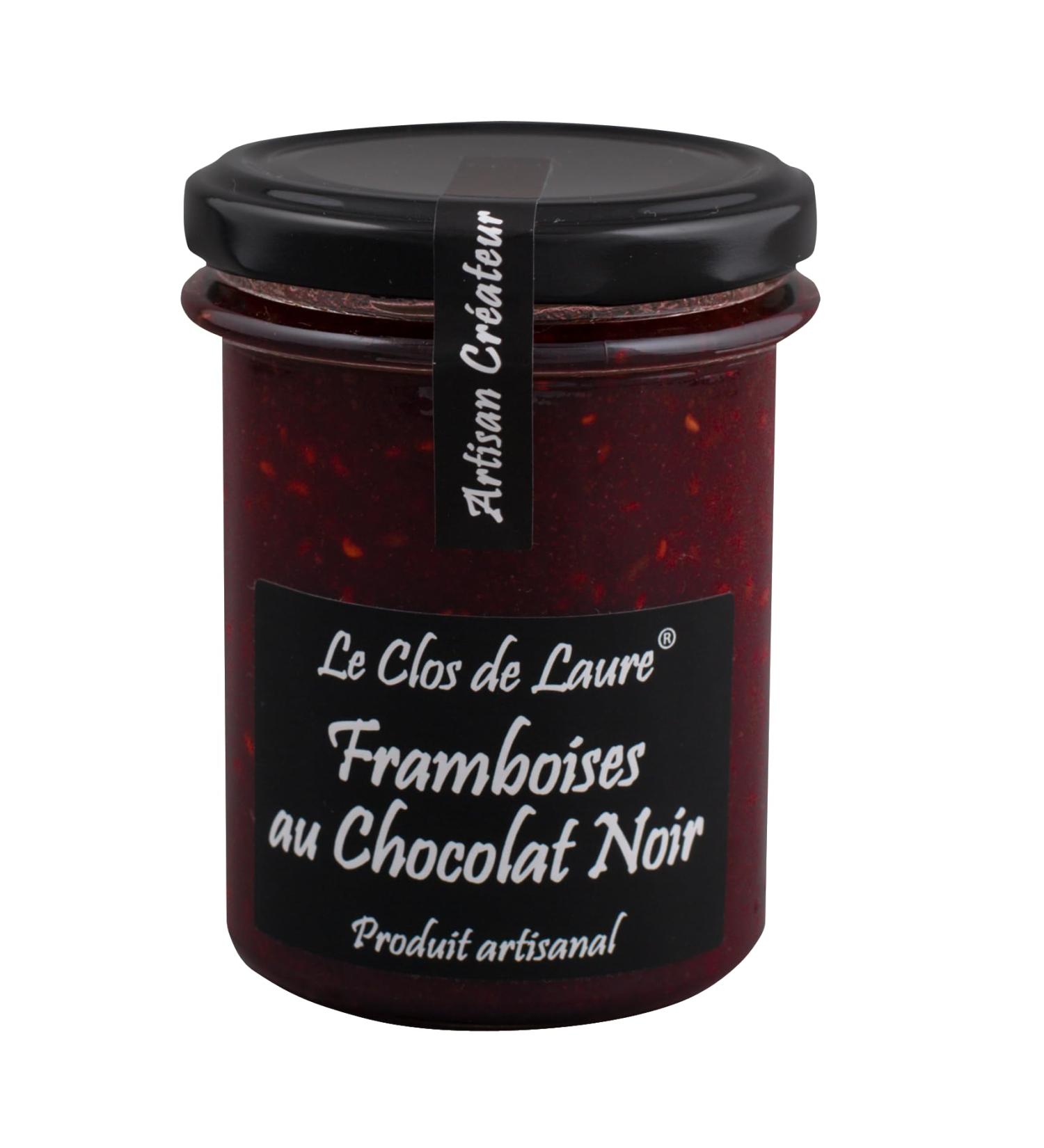 Le Clos de Laure Provencal raspberry jam with dark chocolate 220g. Raspberry