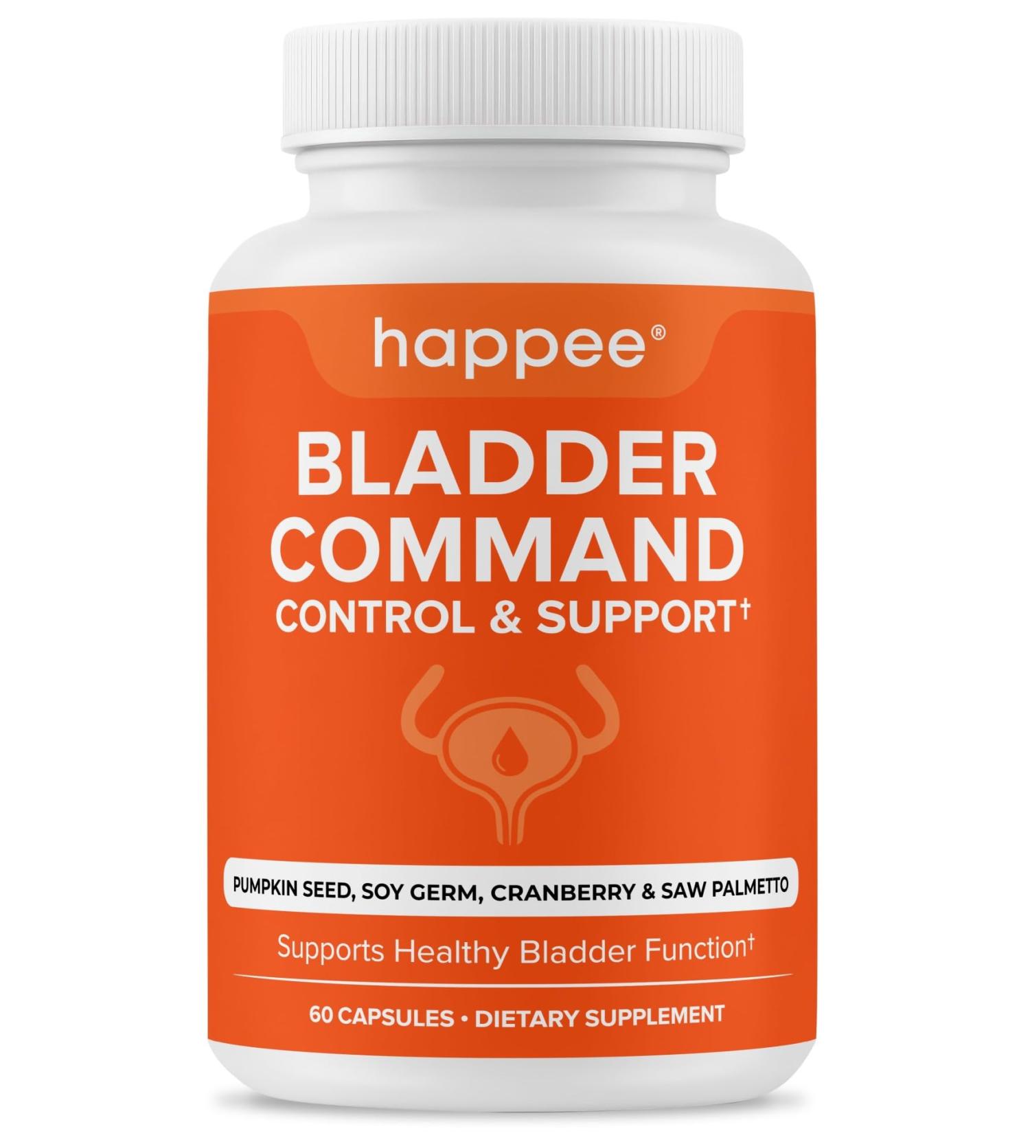 Happee Bladder Control Supplement for Women & Men - Pumpkin Seed Extract Soy Germ Saw Palmetto & Cranberry Blend - Bladder Support for Urinary Frequency Leaks & Urgency - 60 Capsules 60 Count (Pack of 1) - Buy Online on GoSupps.com