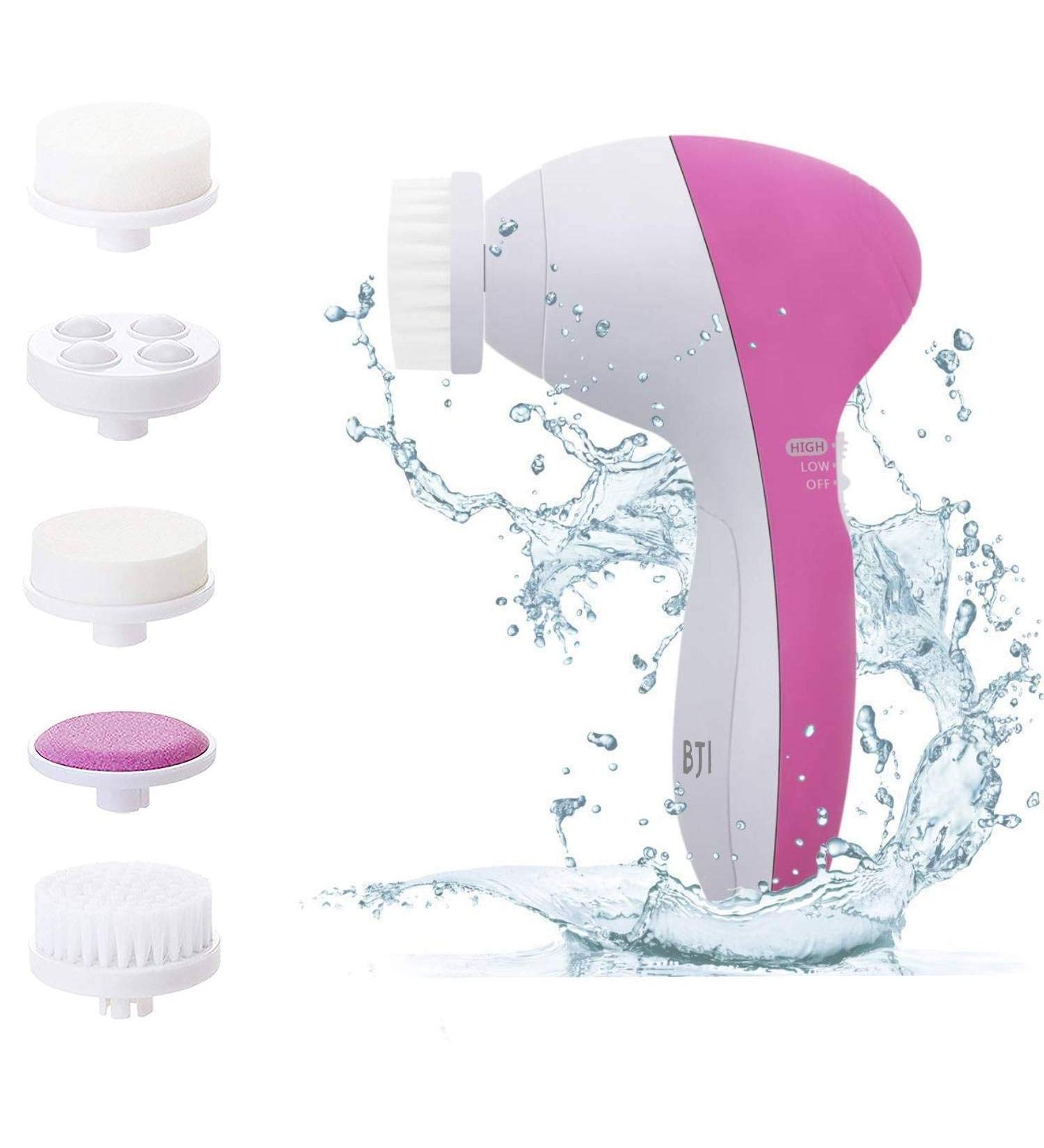 Bji Facial Cleansing 7 Brush with 360 Rotational Head - Waterproof Face Brush Set in Pink - Buy Online on GoSupps.com