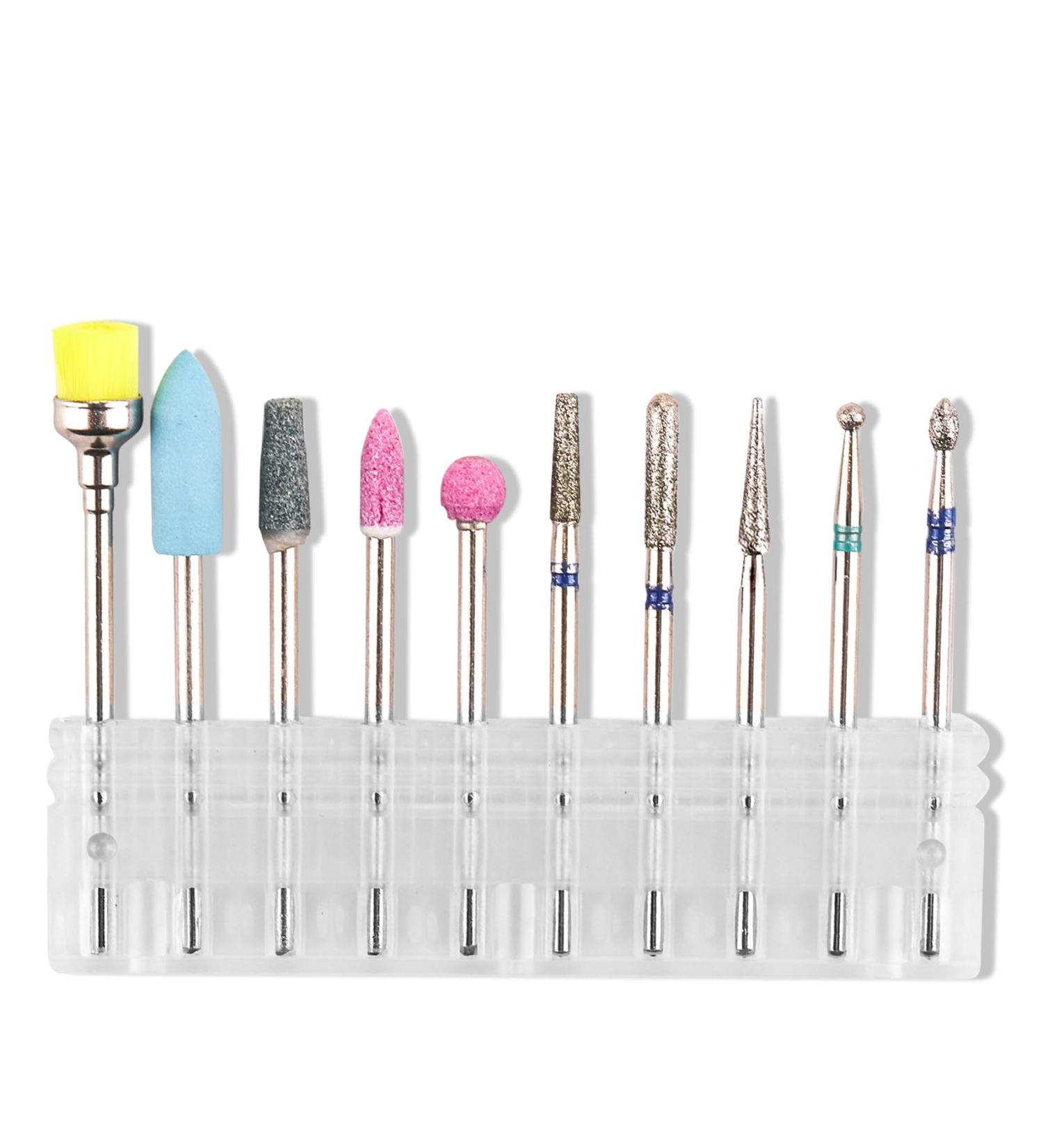 10 Piece Nail Drill Set Nail Cutter Bits for Electric Nail File Removing Gel Acrylic Cuticle Manicure Pedicure Home DIY Tool - Buy Online on GoSupps.com