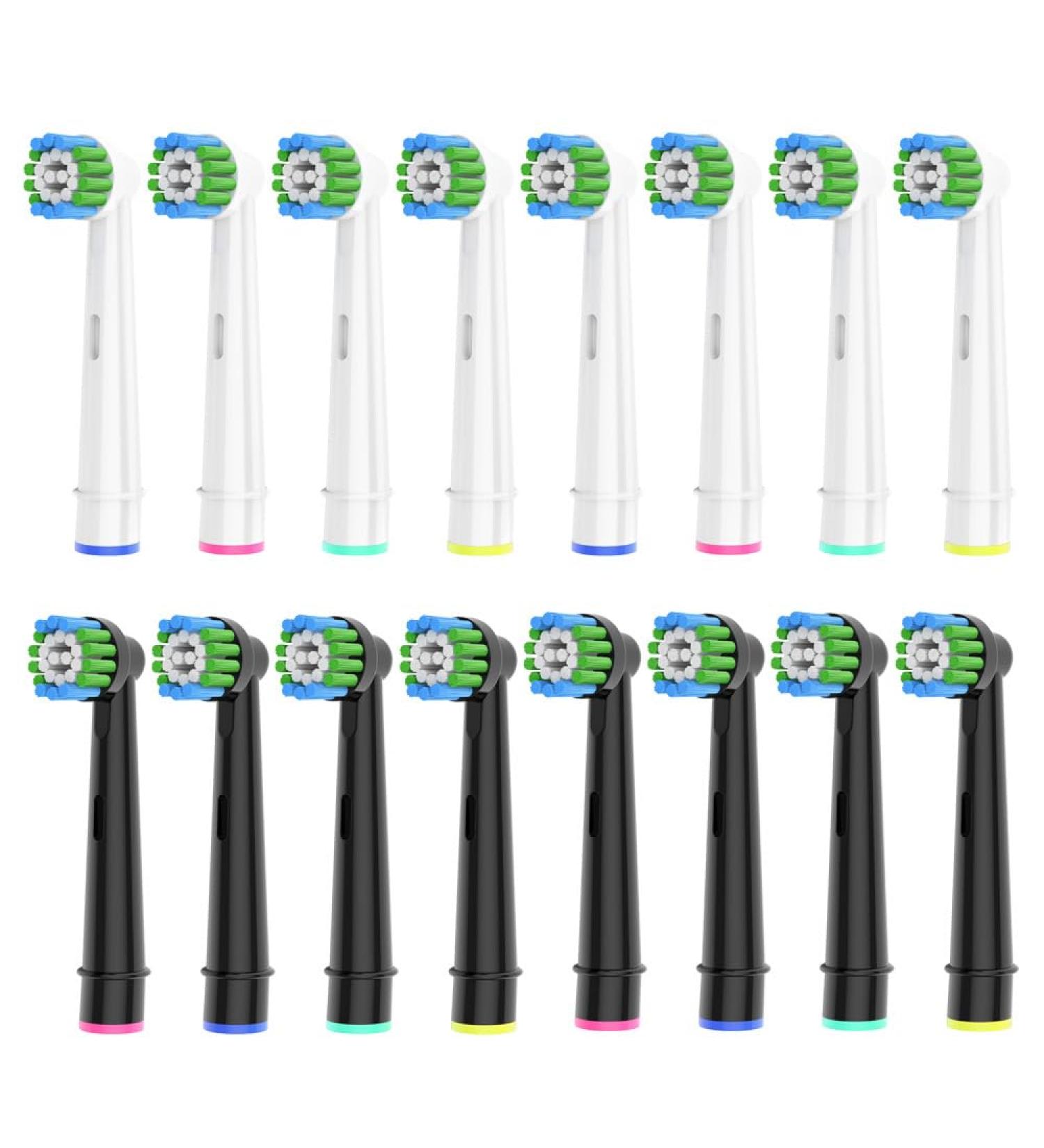 16-Piece Precision Brush Set for Oral-B Electric Toothbrushes - 8 White & 8 Black | Compatible Replacement Heads - Buy Online on GoSupps.com