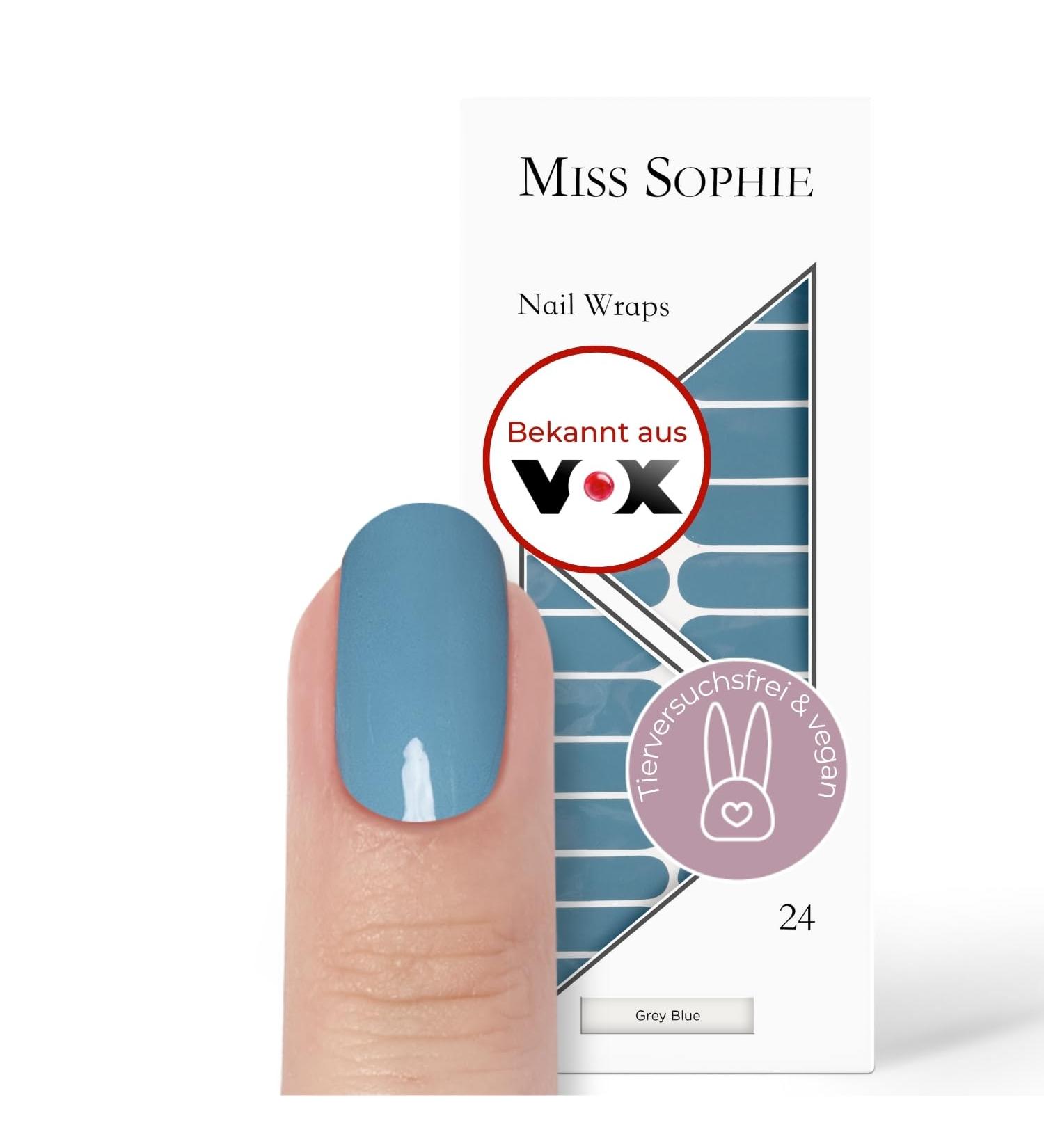 Original Miss Sophie Nail Foils - The Blues | 24 Ultra-Thin Gray Blue Nail Polish Stripes for Finger & Toenails | Compatible with Natural Acrylic Gel & Shellac Nails - Buy Online on GoSupps.com