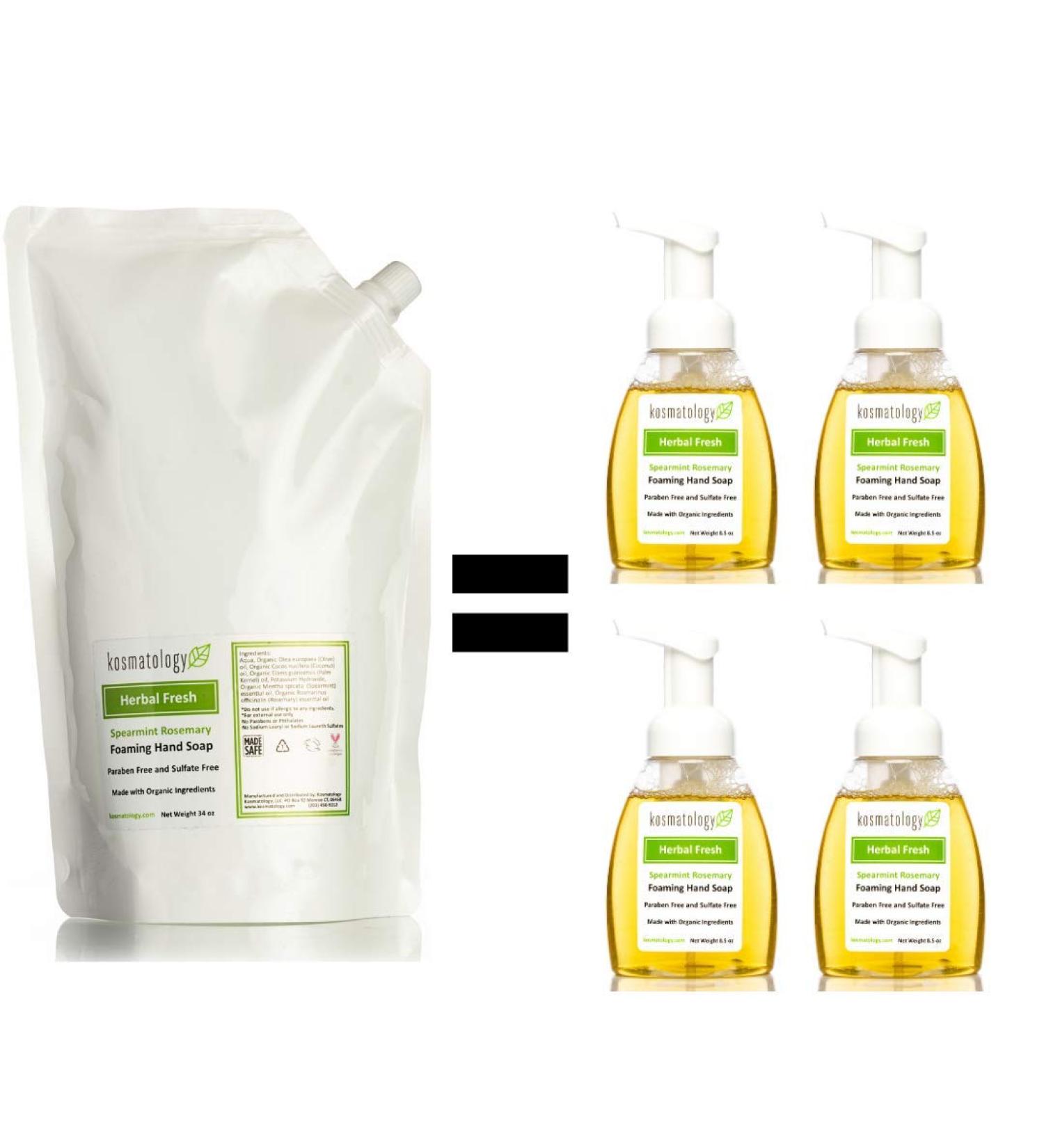 Organic Herbal Fresh Spearmint Rosemary Foaming Hand Soap Refill - 34 fl oz - Eco-Friendly & Naturally Scented - Buy Online on GoSupps.com