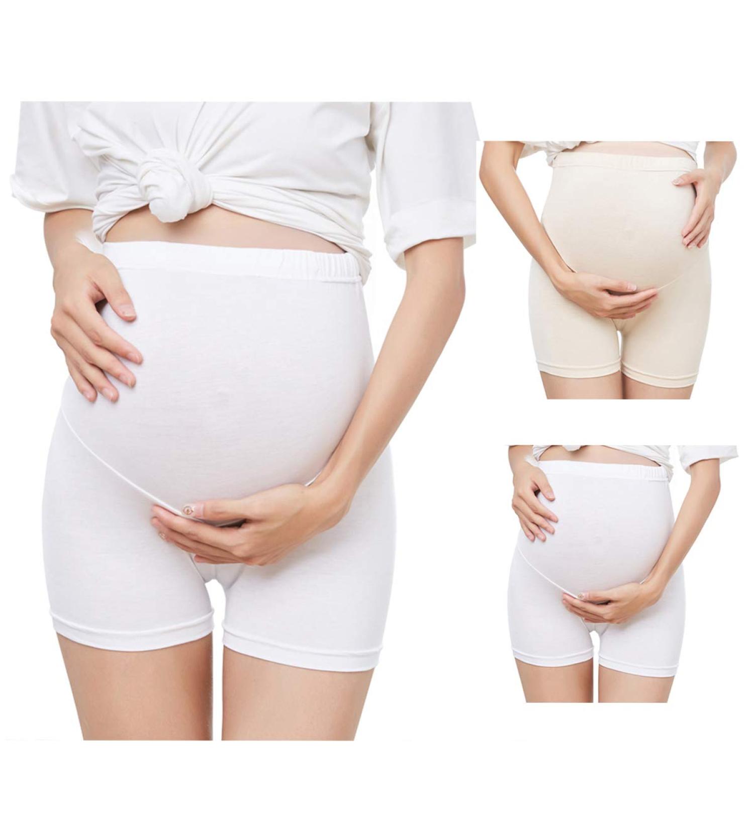 FEOYA Maternity High Waist Safety Shorts 2pcs L (99-110 lb) - Elastic Cotton Knickers for Pregnancy Support - Buy Online on GoSupps.com
