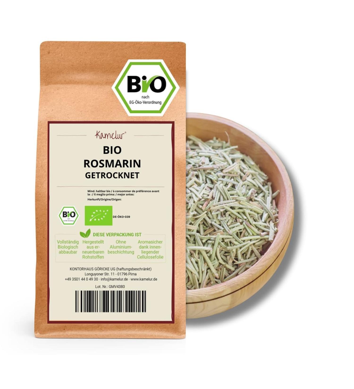 Kamelur 500g Organic Dried Rosemary Cut sprigs of rosemary can be used to make a delicious rosemary herbal tea - Buy Online on GoSupps.com