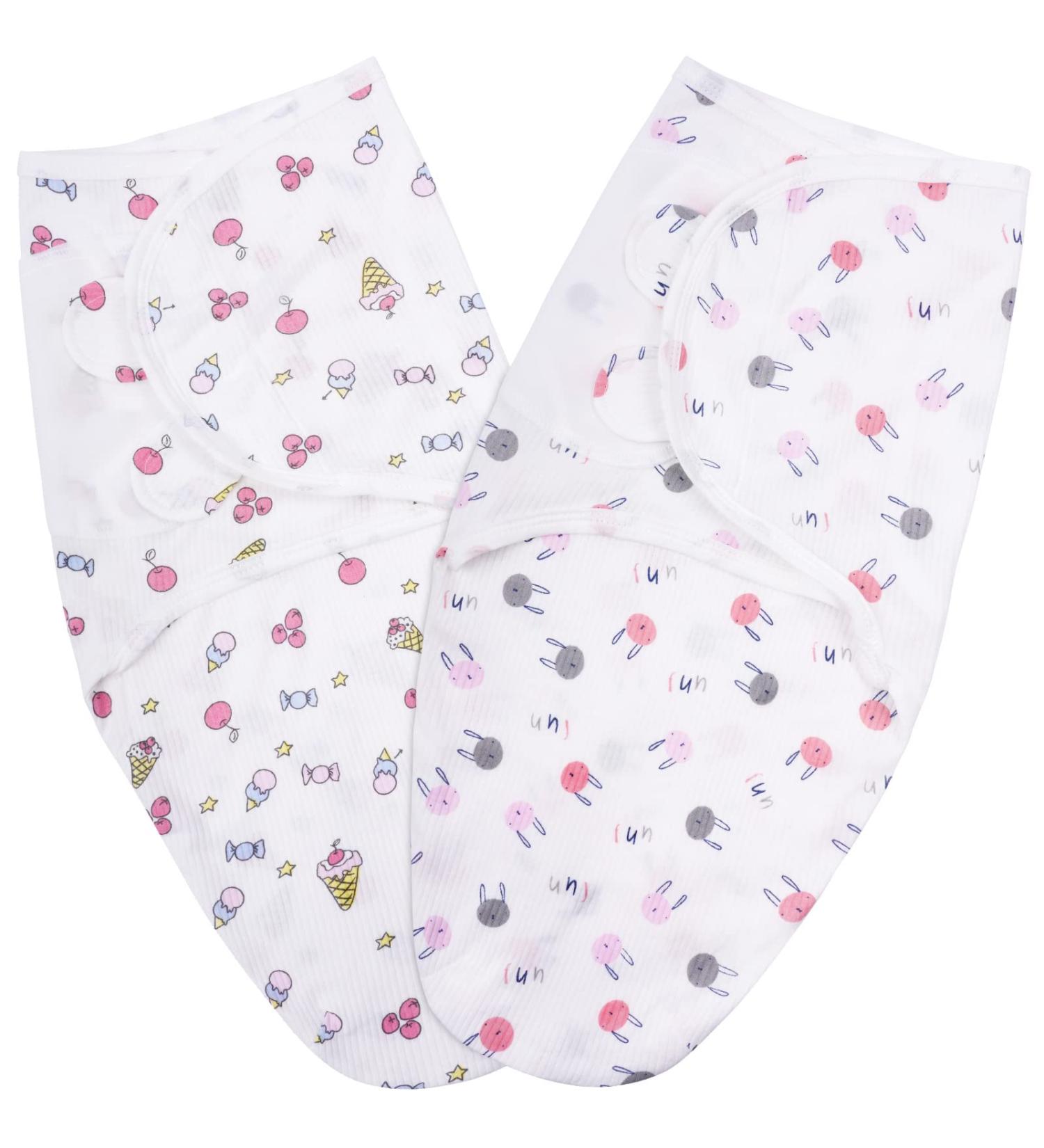 Vicloon Baby Swaddle Wraps 2pcs | 0-3 Months | 100% Breathable Organic Cotton | Newborn Swaddle Blanket | Boy & Girl (Pink-Red) - Buy Online on GoSupps.com