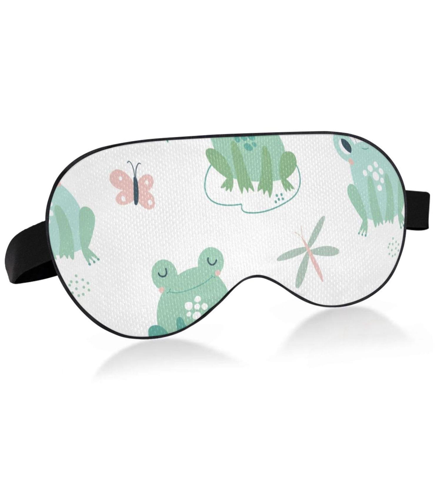 Haskirky Light Blocking Eye Mask - Breathable & Adjustable for Adults | Ideal for Travel, Yoga, Meditation | Smooth & Comfortable | Green Frogs Design - Buy Online on GoSupps.com