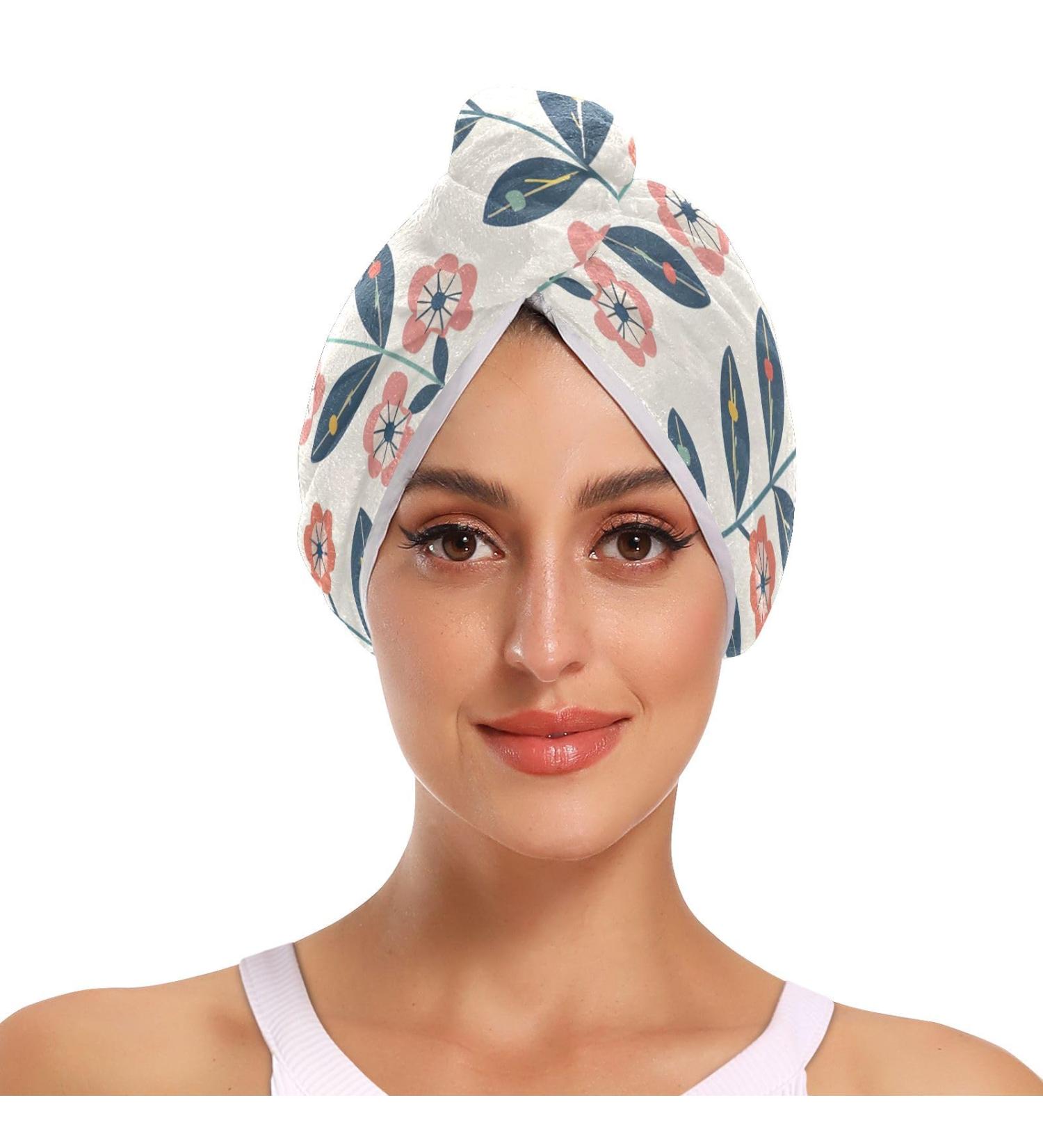 Super Absorbent Flower Hair Towel 2 Pack | Quick Drying Hair Turbans for Women & Girls - Buy Online on GoSupps.com