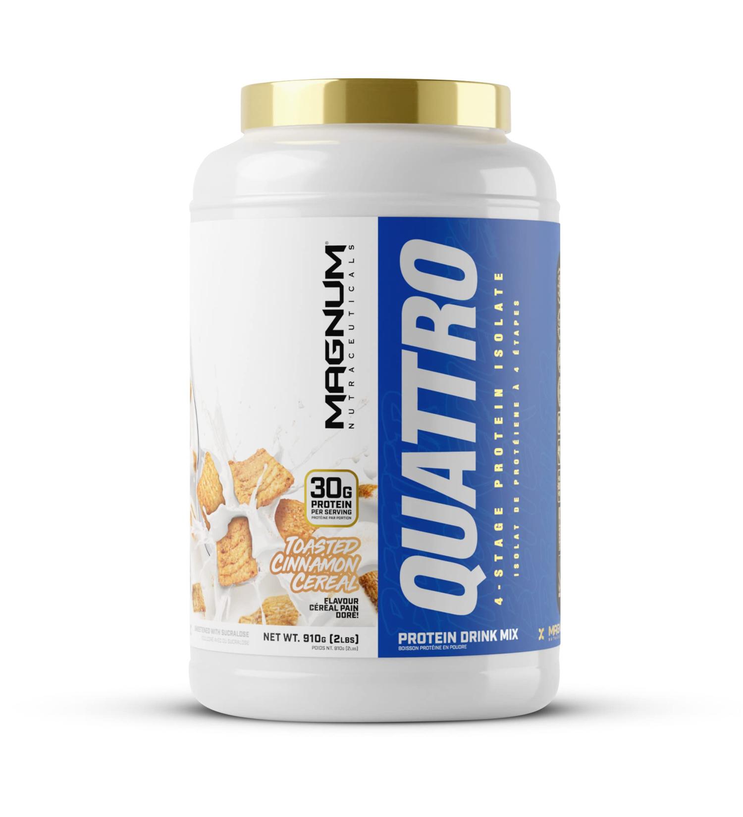 Magnum Nutraceuticals Quattro Protein Powder - 2lbs - Toasted Cinnamon Cereal - Protein Isolate - Lean Muscle Creator - Metabolic Optimize - Buy Online on GoSupps.com
