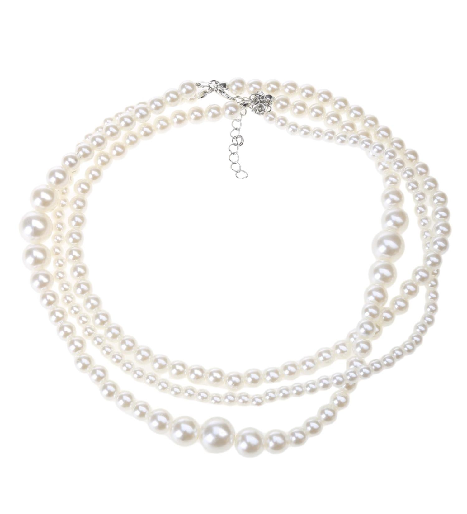 Oralgos Multi-Layer Pearl Choker Necklace for Women | Elegant Imitation Pearls for Weddings Parties & Birthdays - Buy Online on GoSupps.com