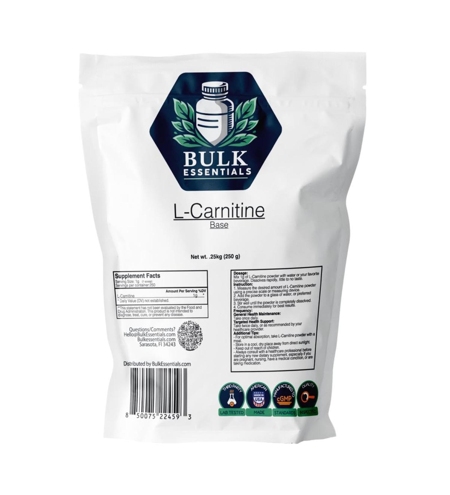 l Carnitine Supplement Unflavored 250g Amino Acid for Metabolism & Endurance USA Made Non GMO Gluten-Free & Hypoallergenic lcarnitine 1g Per Serving 8.81 Ounce (Pack of 1) - Buy Online on GoSupps.com