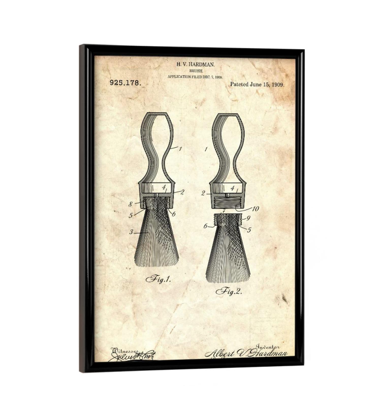 Artboxone Black Framed Fashion Shaving Brush Poster 18x13 cm - Antique Barber Art for Stylish Decor - Buy Online on GoSupps.com