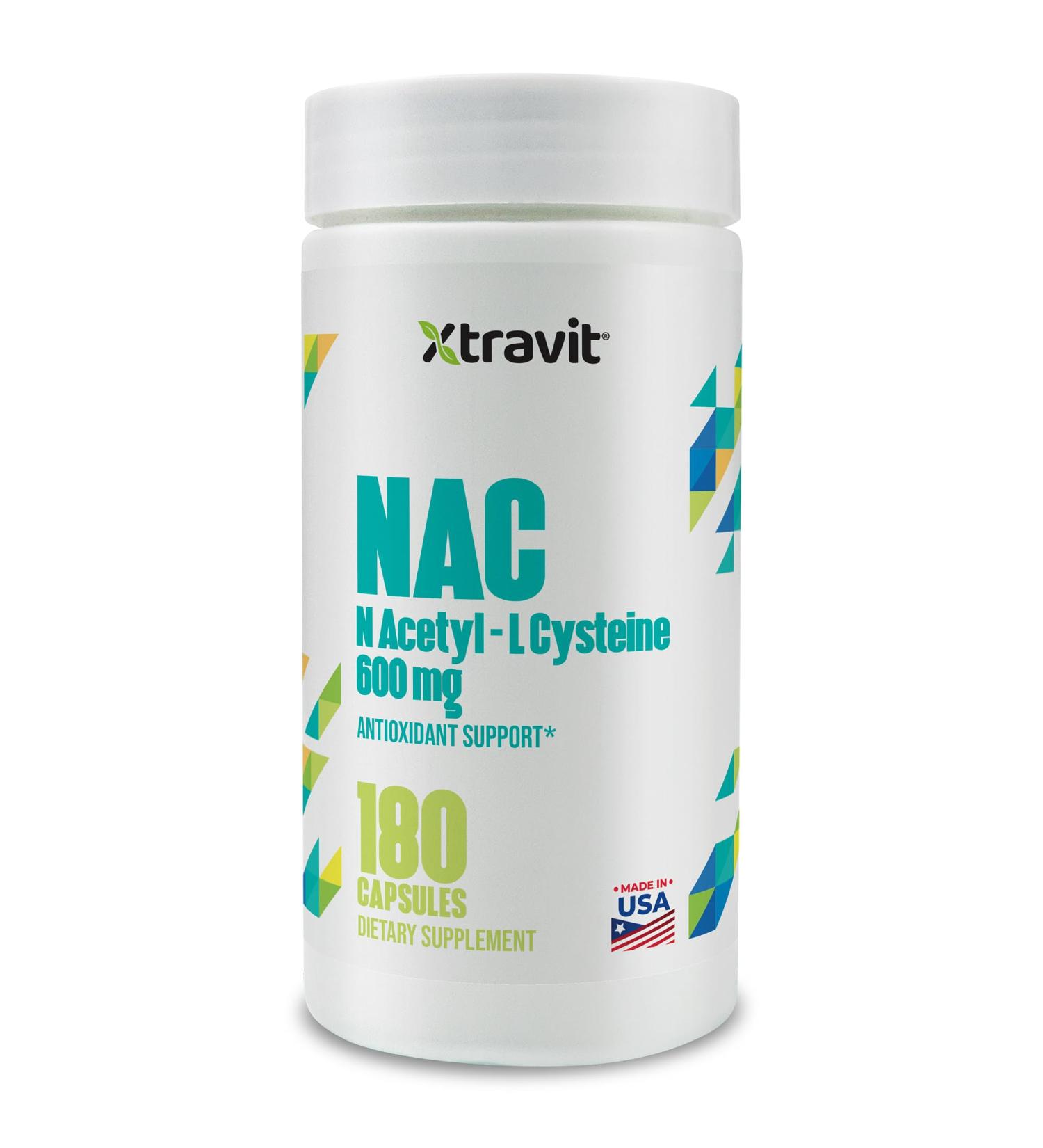 Xtravit NAC N Acetyl L-Cysteine Supplement Natural Liver & Respiratory Detox Supplements for Men & Women - May Support Lung & Immune Health Non-GMO No Fillers 600 mg 180 Capsules - Buy Online on GoSupps.com