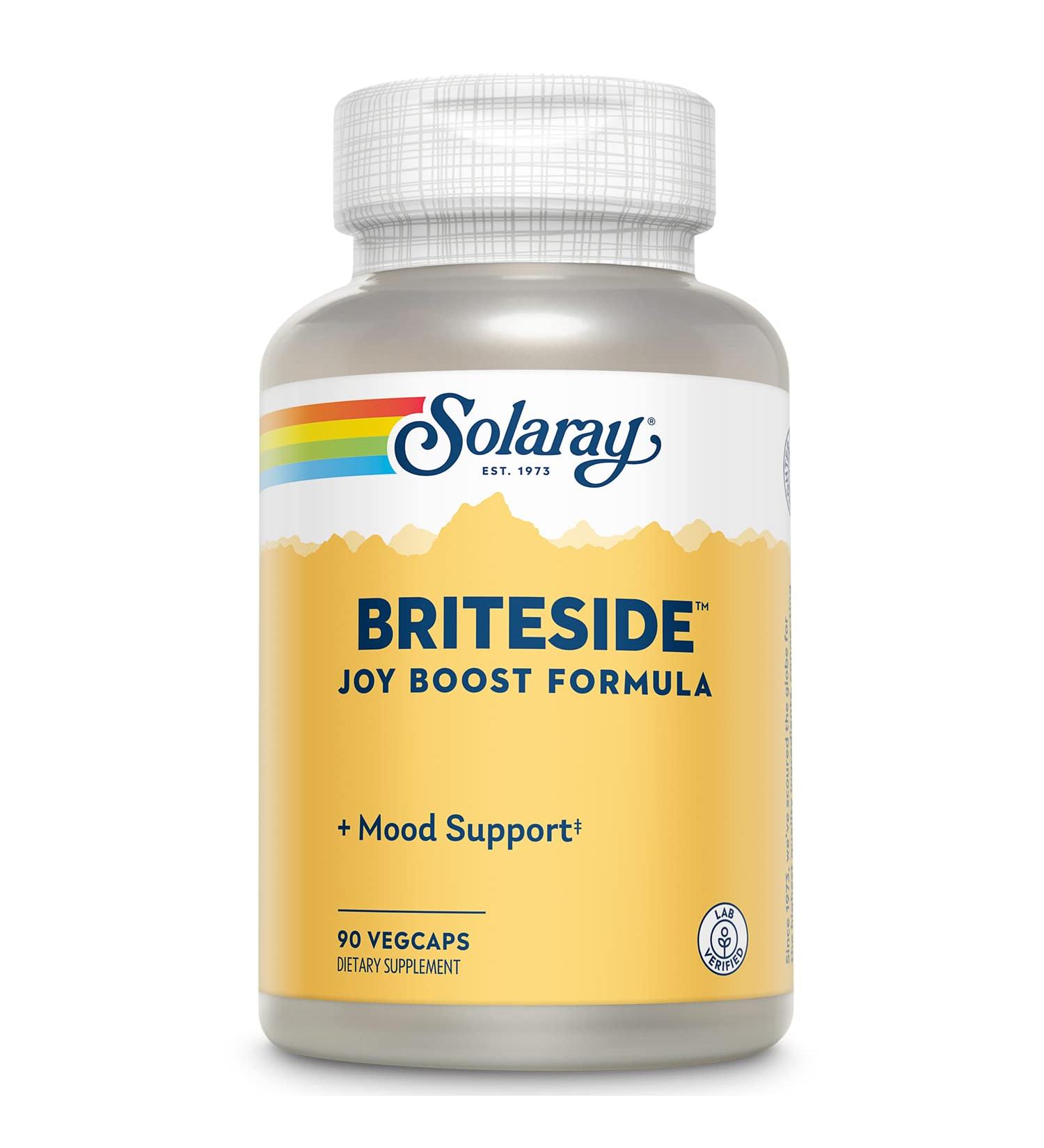 SOLARAY BriteSide - 90 Vegetarian Capsules - with St. Johns Wort DL-Phenylalanine (DLPA) L-Dopa GABA & Lithium
