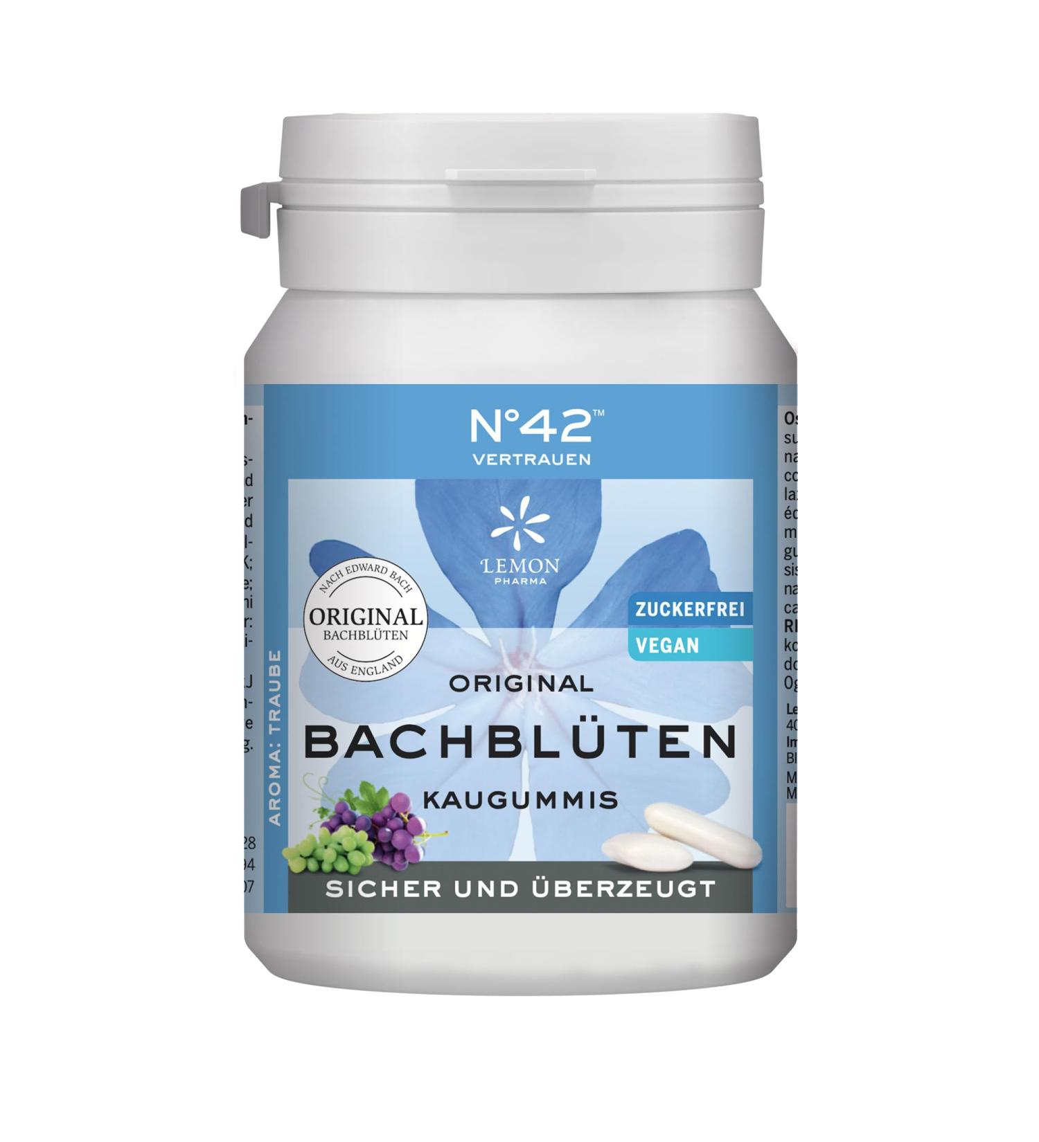 Original Bach Flower Chewing Gum No. 42 Trusted by Lemon Pharma Vegan and Sugar-free