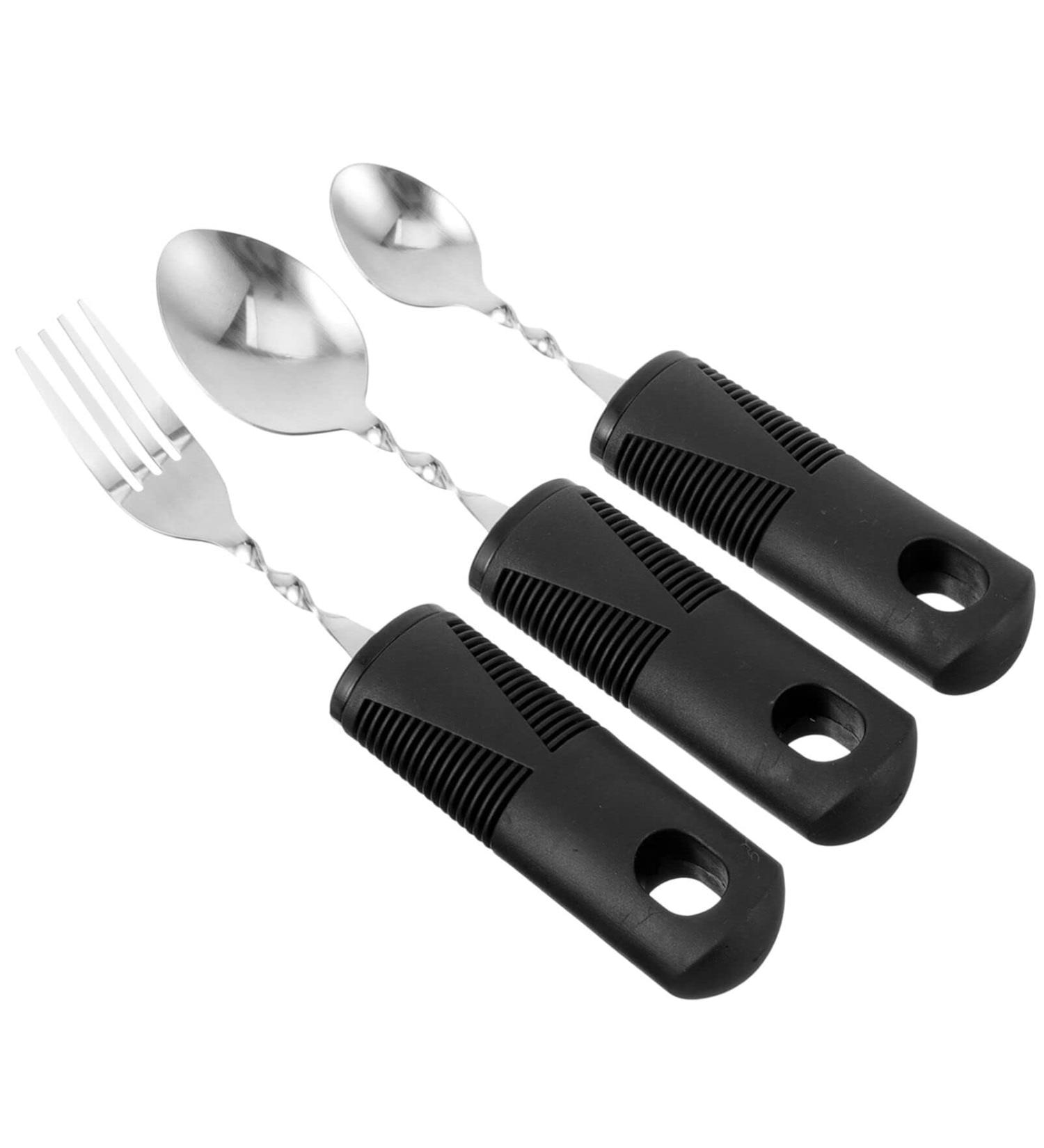 Elderly Tableware Handicapped Fork Spoon Angled Grip Spoon Disability People Elderly Aid Utensils Scoop Cutlery Feed Stainless - Buy Online on GoSupps.com