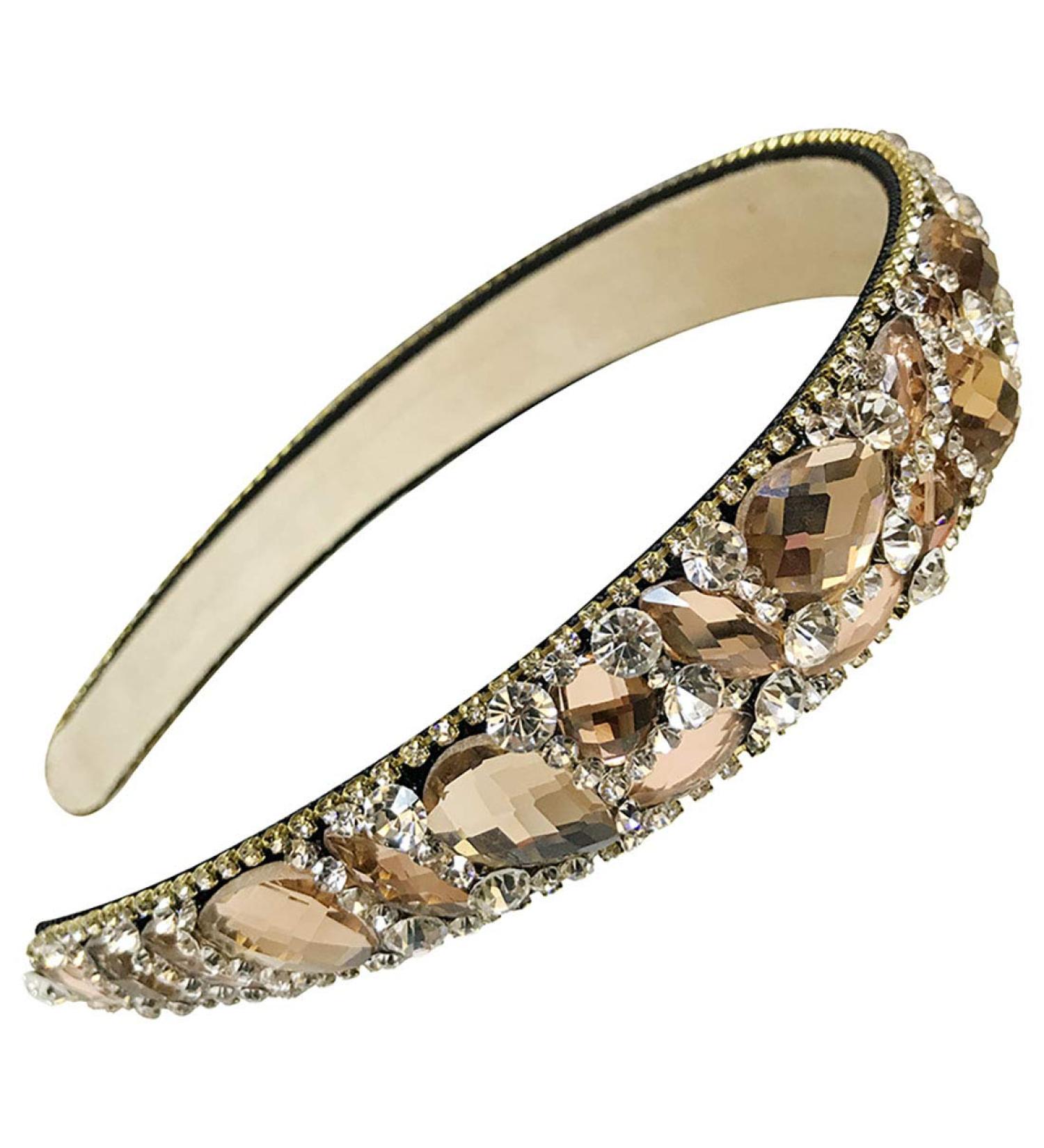 Fodattm Women Sparkle Rhinestone Crystal Wide-brimmed Headband Hairband High-grade Headwear Hair Hoop (Champagne) - Buy Online on GoSupps.com