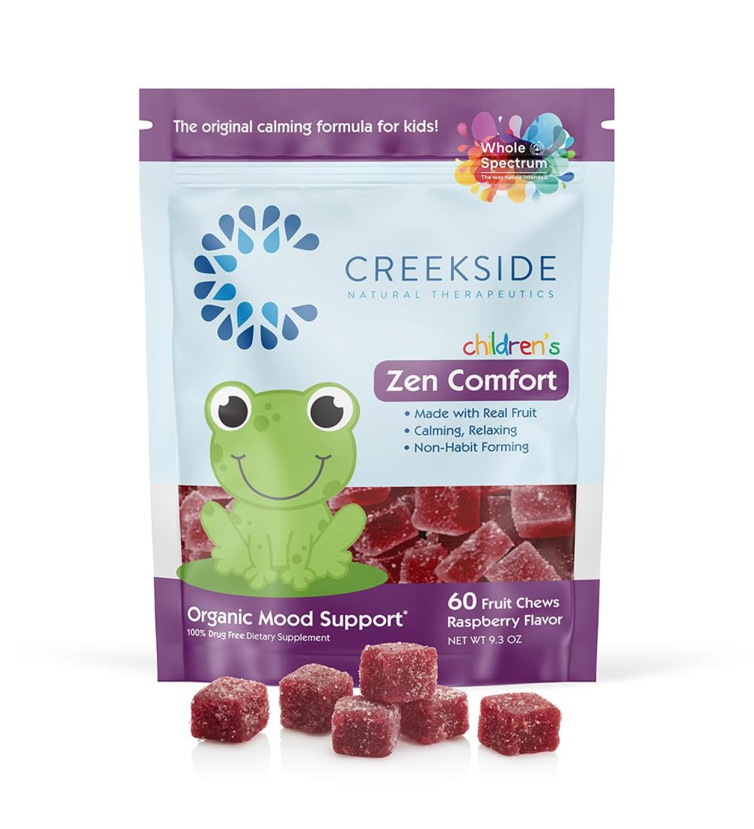 Zen Comfort for Kids - Organic Mood Support Gummies with 5-HTP L-Theanine & Passionflower | Vegan Raspberry Flavor | Pediatrician Formulated | 60 Chews - Buy Online on GoSupps.com
