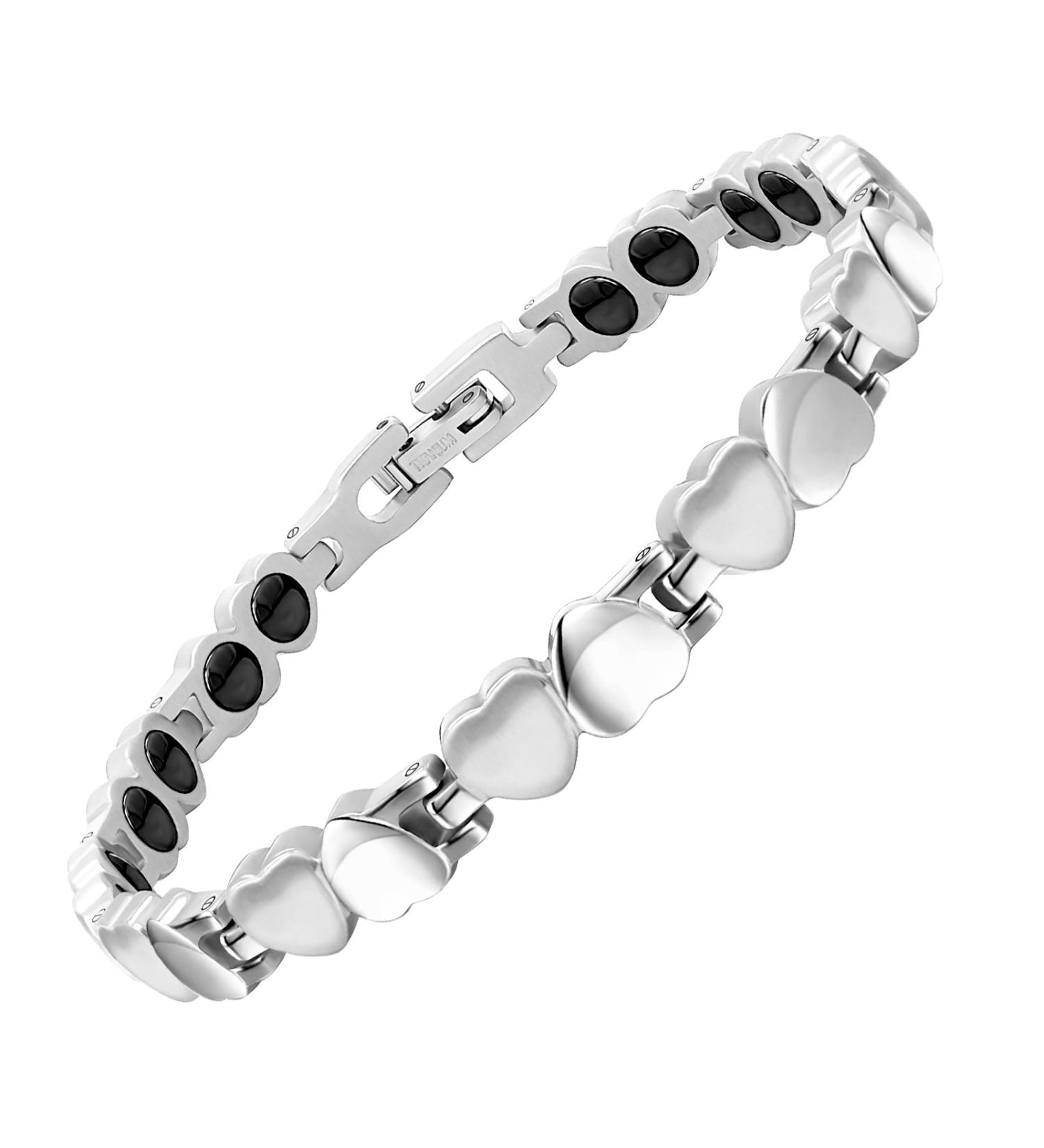 Jeroot Titan Magnet Hard Band - 4mm Zirconia Bracelet for Women | Adjustable Magnetic Bracelet with Gift Box (3500 Gauss) - Perfect Gift Idea - Buy Online on GoSupps.com