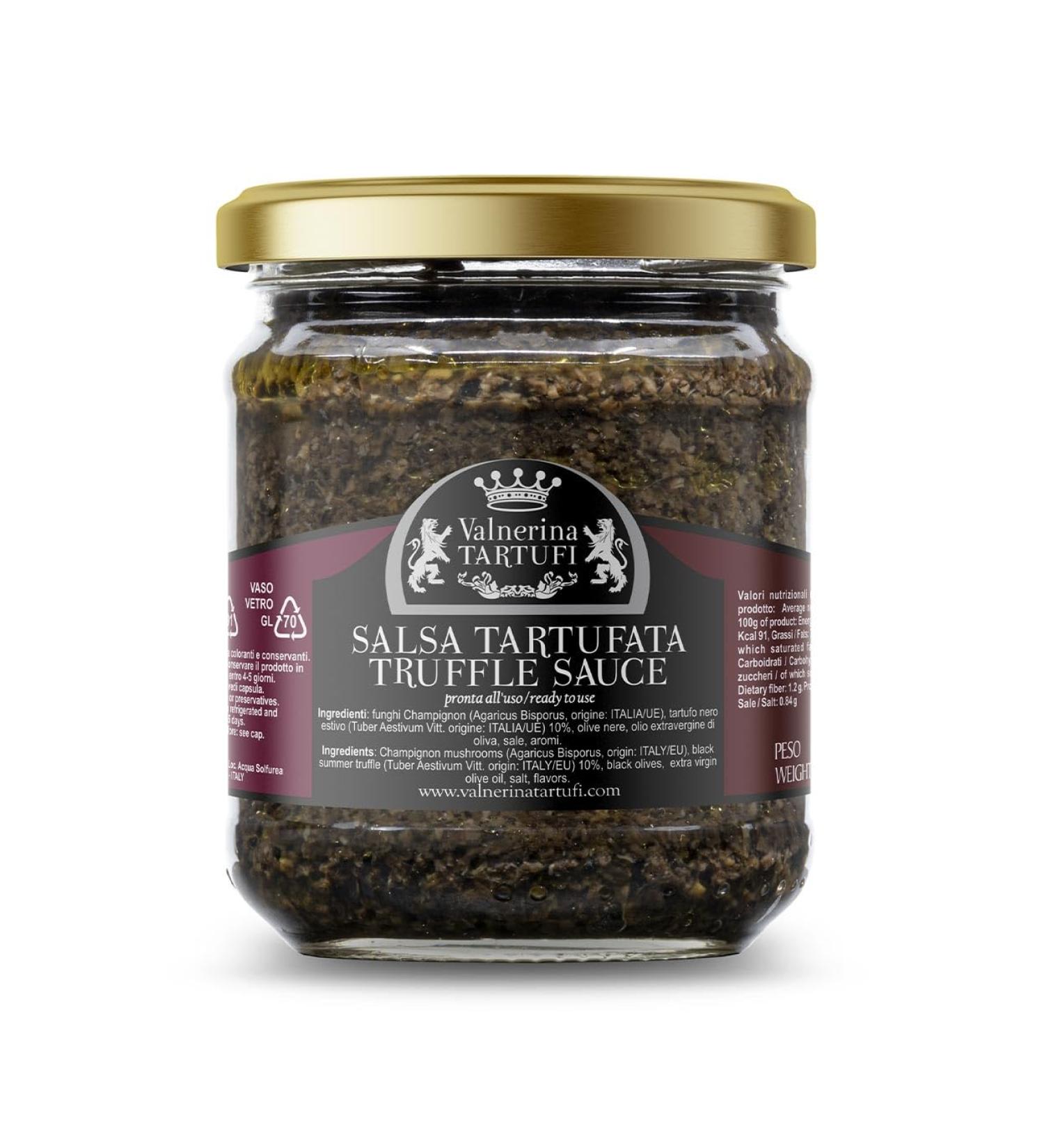 Valnerina Tartufi Truffle Sauce Original Recipe with 10% Summer Black Truffles | 180g Jar - Buy Online on GoSupps.com