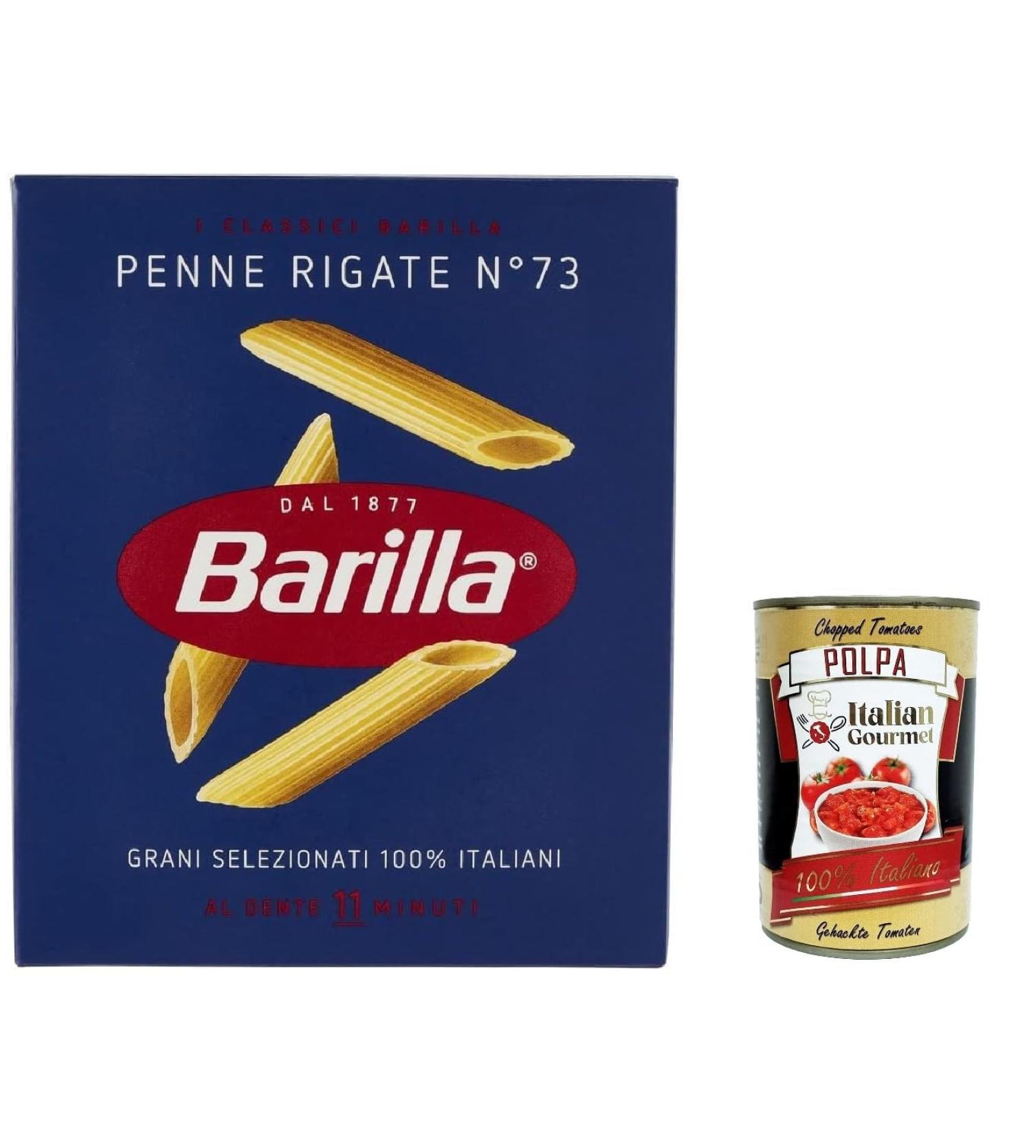  Italian Gourmet E.R. Barrel Penne Rigate Pasta No. 73 100% Italian Noodles 500 g + Italian Gourmet Pulp 400 g Pack of - Buy Online on GoSupps.com