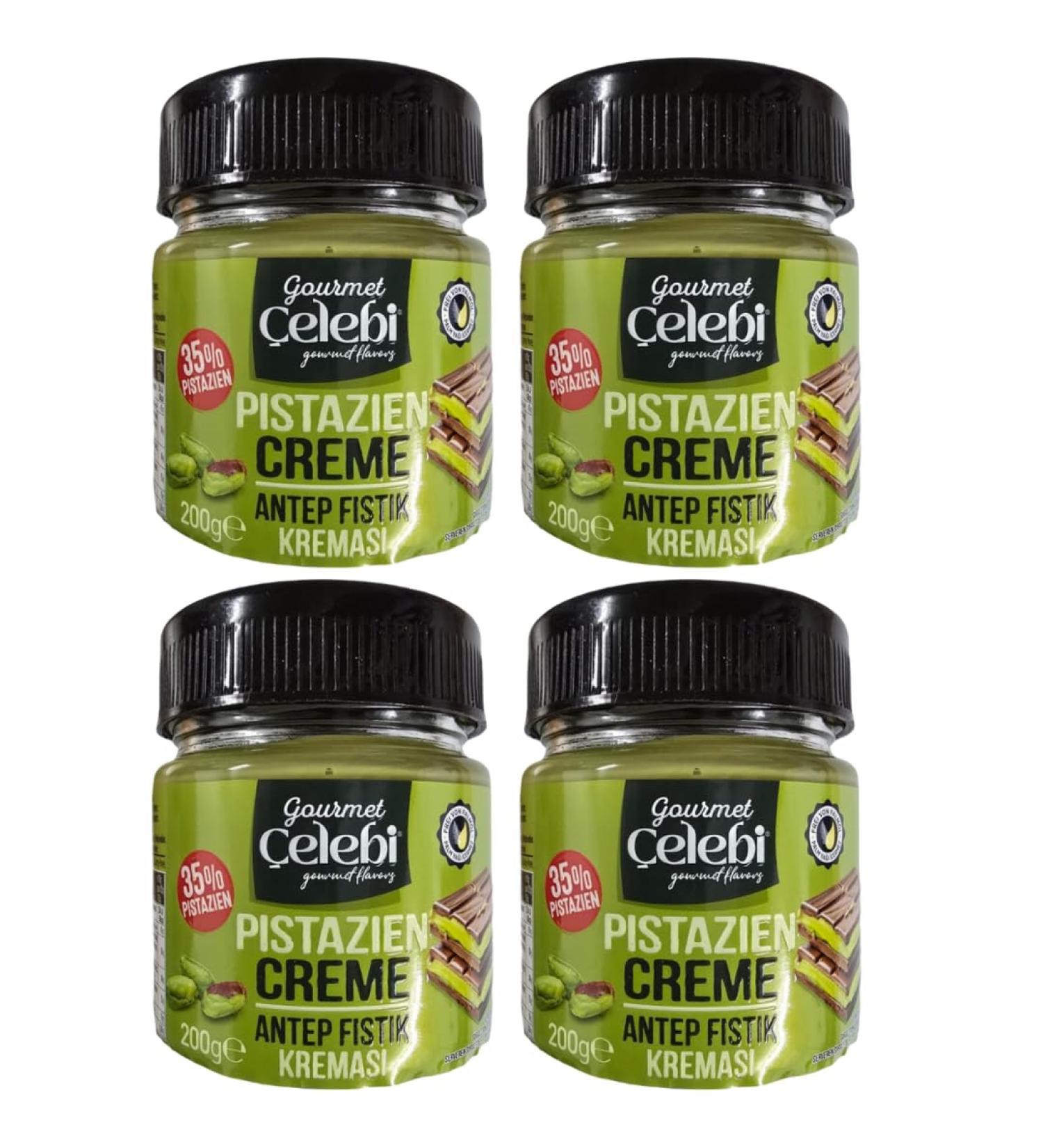 PUFAI Celebi Anthap Turkish Pistachio Cream 35% Palm Oil Free 200g (Pack of 4) - Buy Online on GoSupps.com