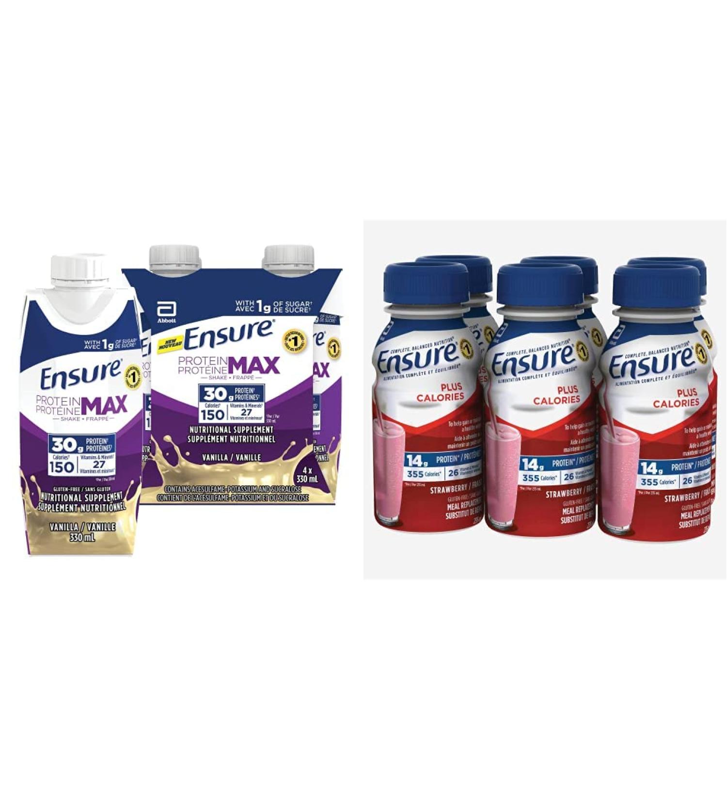 Ensure Protein Max 30 g Nutrition Shake Supplement Vanilla Protein Drink & Plus Calories Meal Replacement Complete Balanced Nutrition Strawberry 6 x 235 mL Vanilla Drink + Meal Replacement Blue - Buy Online on GoSupps.com