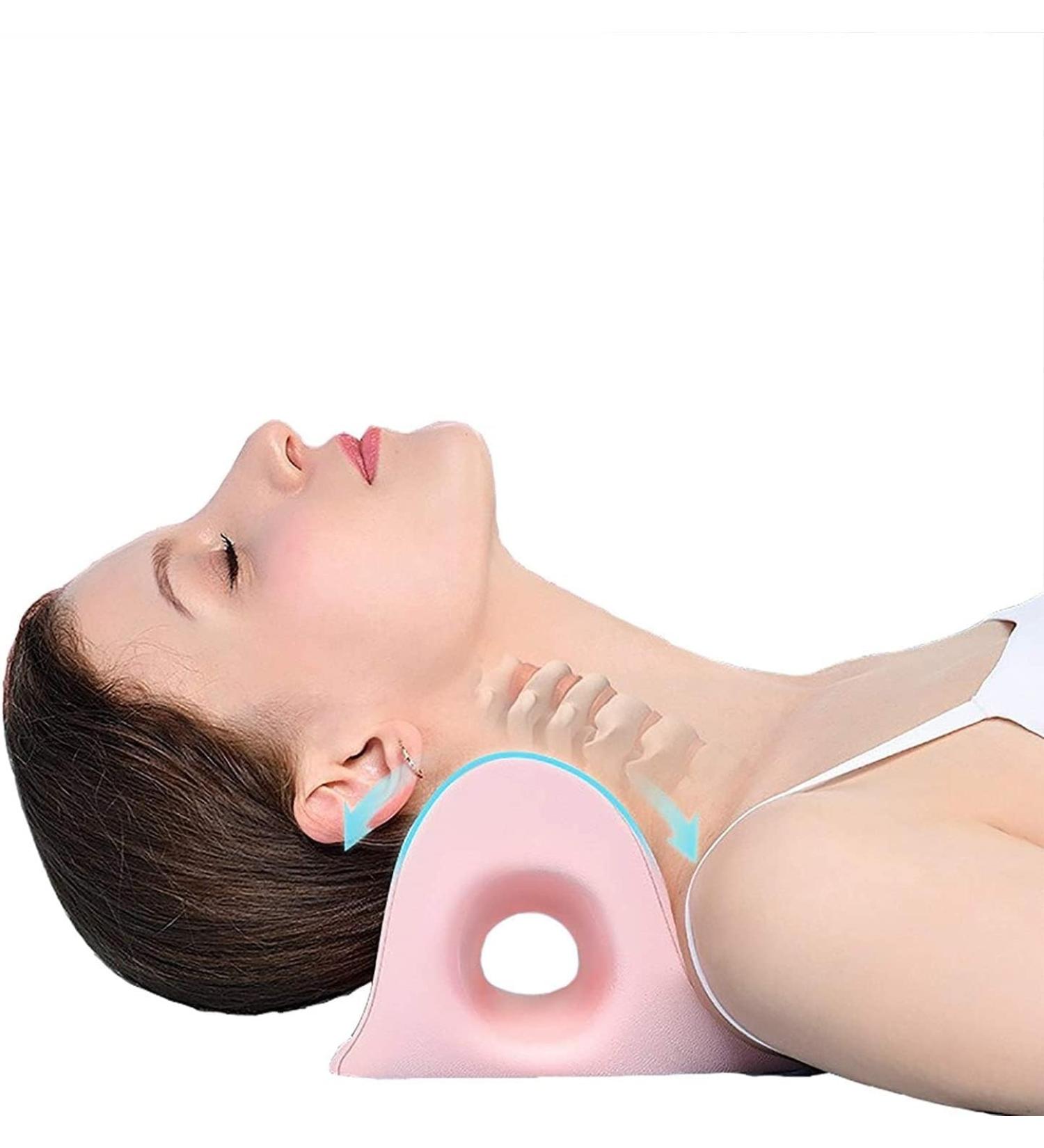 JLASDR Ergonomic Neck Pillow - Portable Cervical Traction Support for Neck Pain Relief | Pink - Buy Online on GoSupps.com