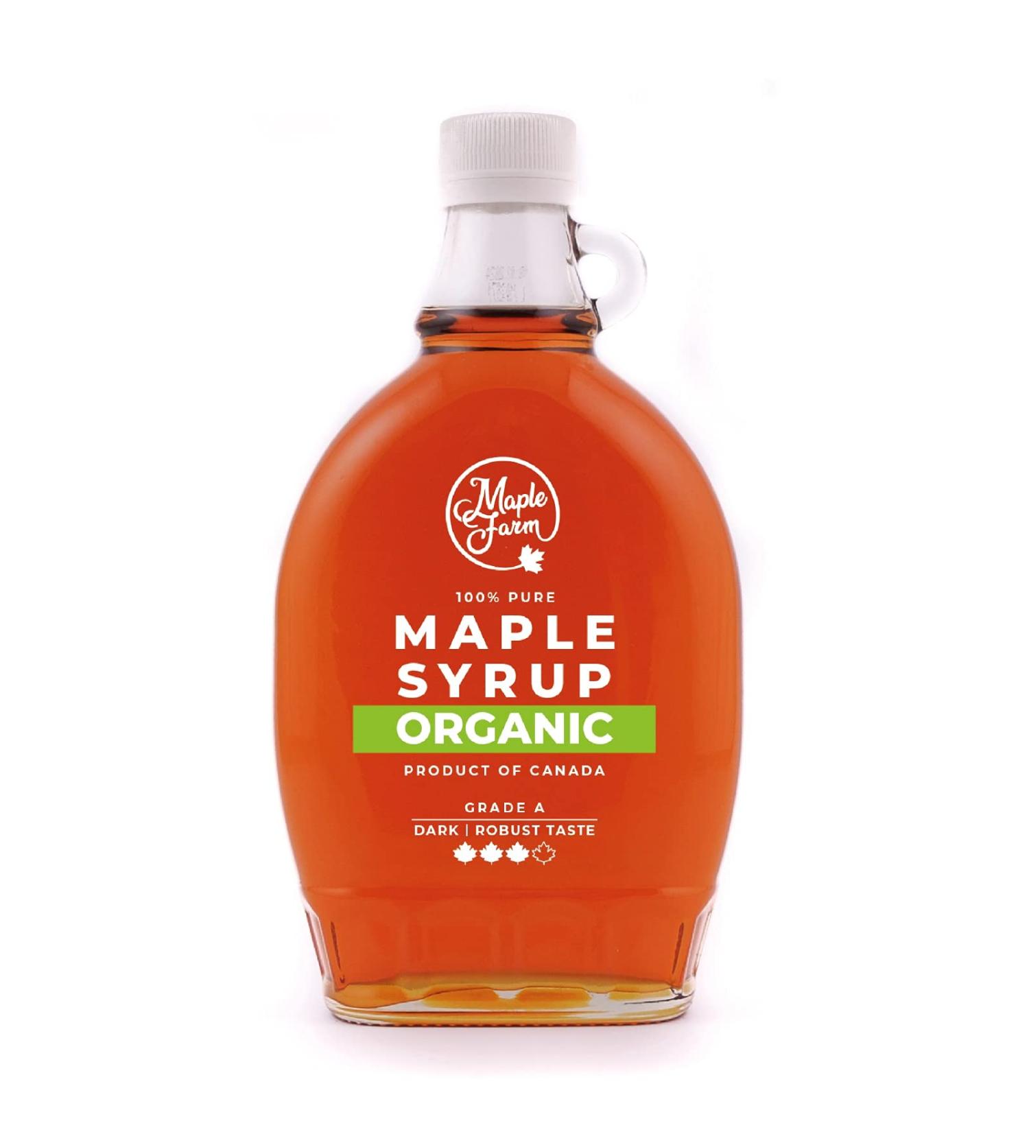 MapleFarm - Pure Canadian ORGANIC Maple Syrup Grade A (Dark Taste Sturdy) - 500 ml (Pack of 1) - Pure Maple Syrup - Organic Maple Juice - Buy Online on GoSupps.com