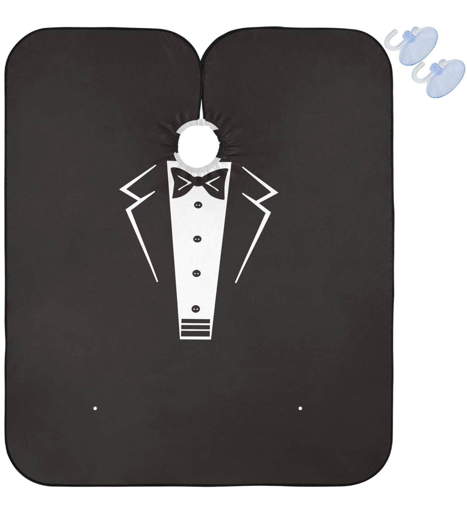 Visesunny Tuxedo Barber Cape with Black Bow Tie - Anti-Static Water-Resistant Hair Cutting Cape for Professional Salon Use - Buy Online on GoSupps.com