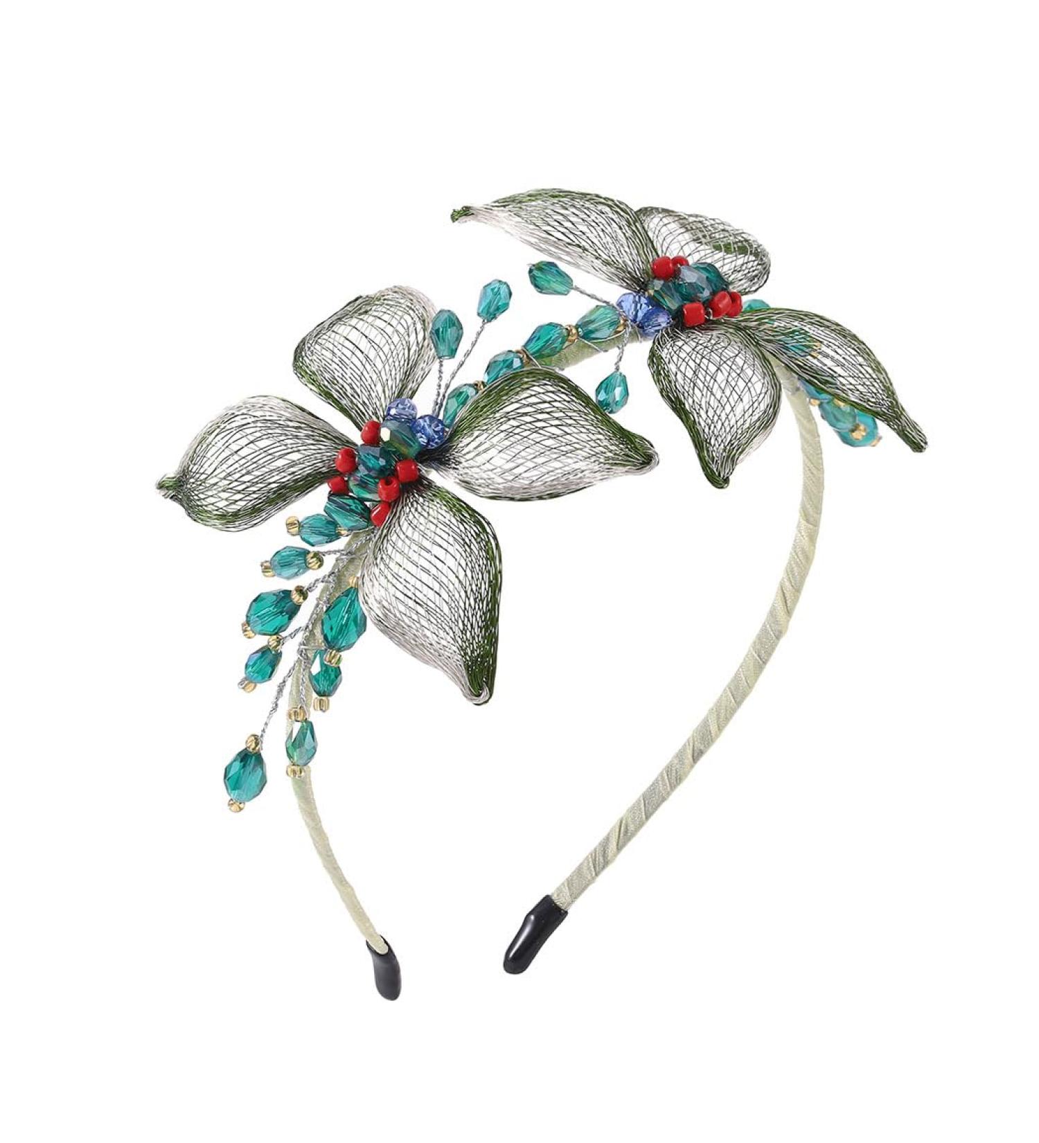 IYOU Copper Wire Wedding Headband Green Butterfly Hair Hoop Handmade Prom Guest Bridal Hair Accessories for Women - Buy Online on GoSupps.com