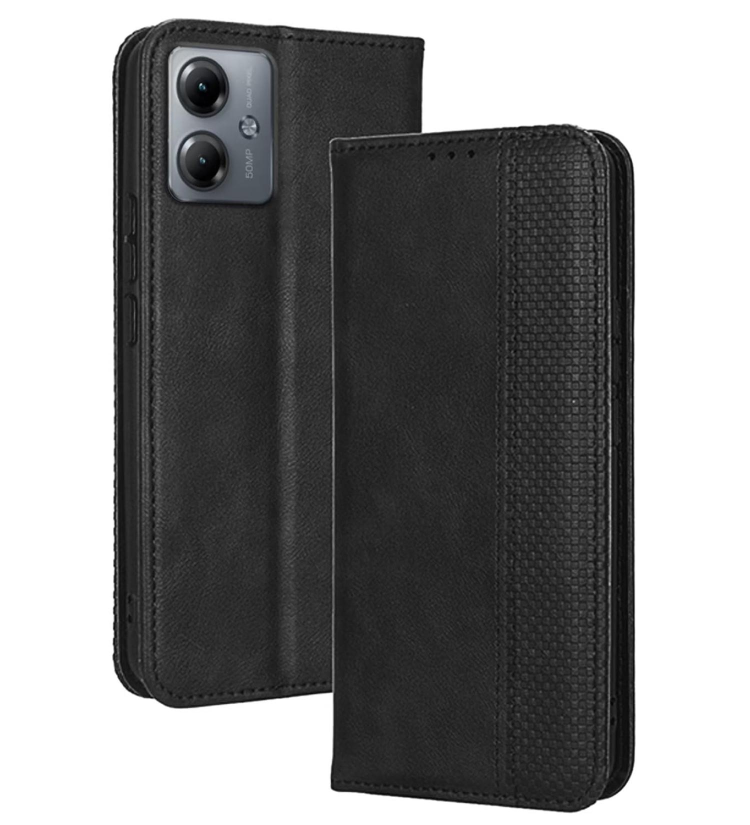 Buy RankOne Flip Leather Case Cover for Motorola Moto G14 - Stylish & Durable Black (6.5 inches) - International Shipping Available - Buy Online on GoSupps.com
