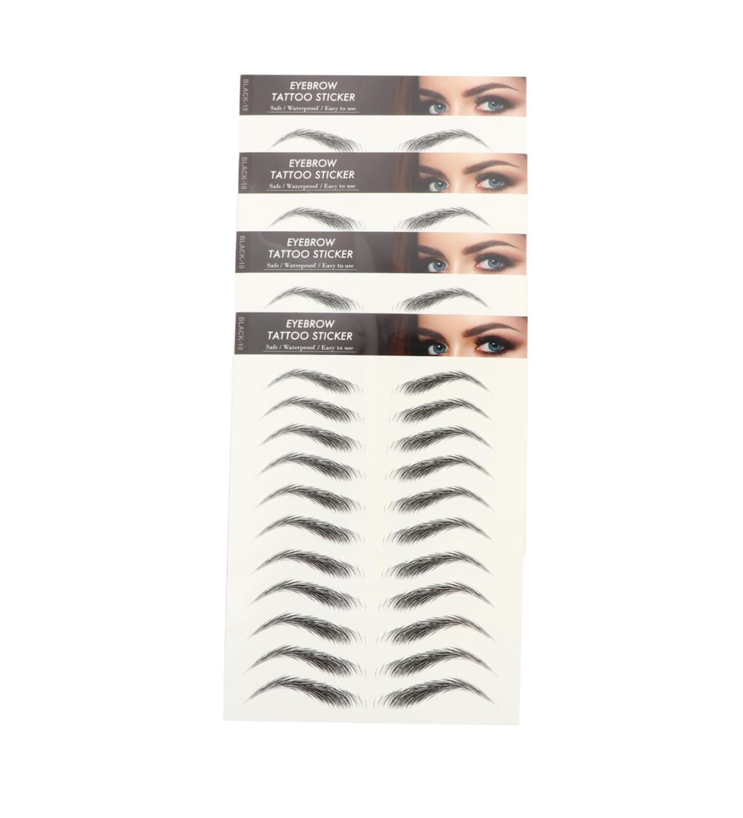 Mikinona 4 Sheets Waterproof Eyebrow Stickers Imitation Eyebrow 6d Hair-like Eyebrows Stickers Water Proof 4d 21x14.8cm Black - Buy Online on GoSupps.com