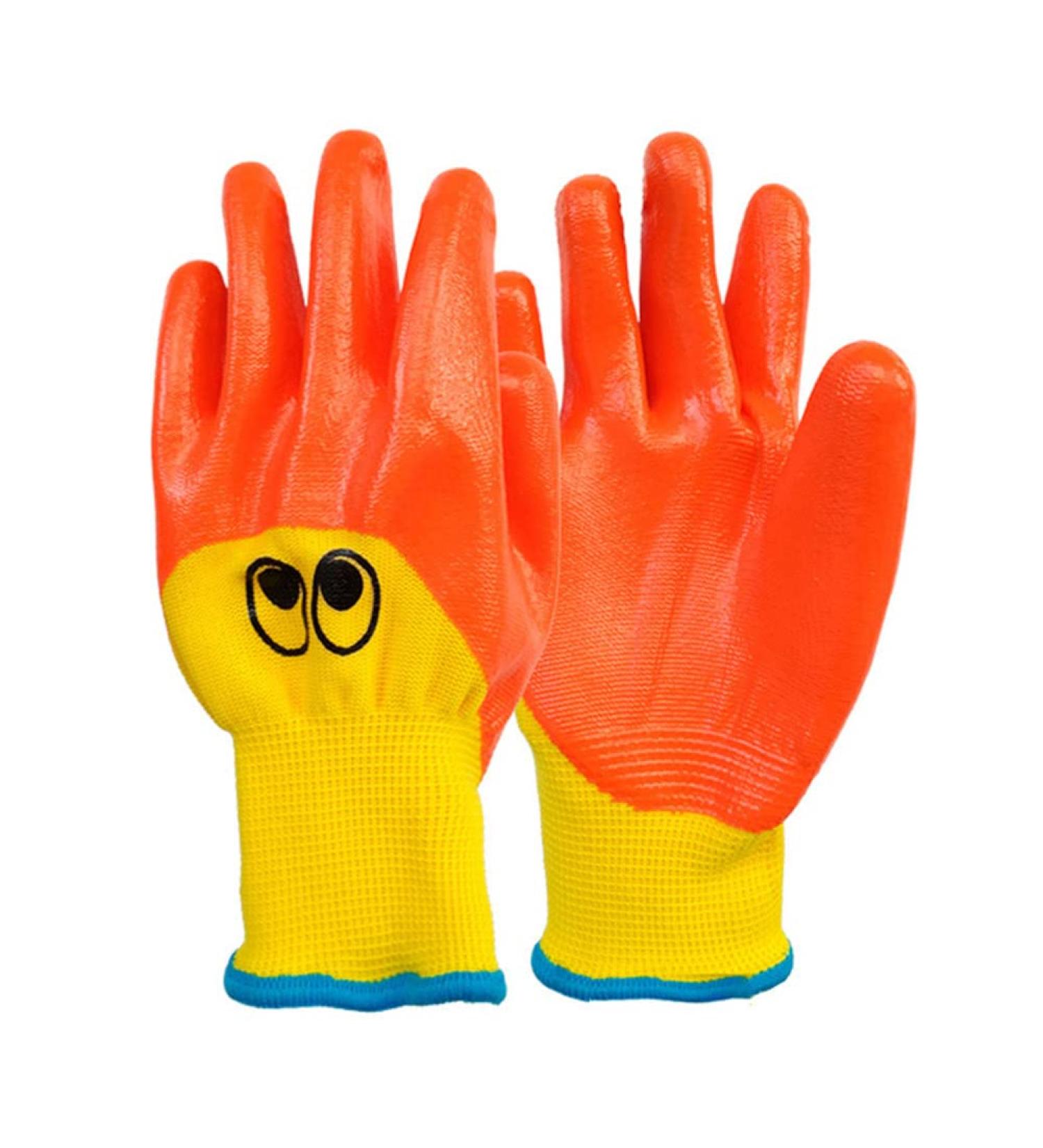 Kitchen Gloves - Reusable Dishwashing Cleaning Gloves with Latex - Children Protective Gloves Gardening Weeding Anti-bite Gloves Housekeeping Accessory Frifer (Orange) Suitable for Children Aged 4-7