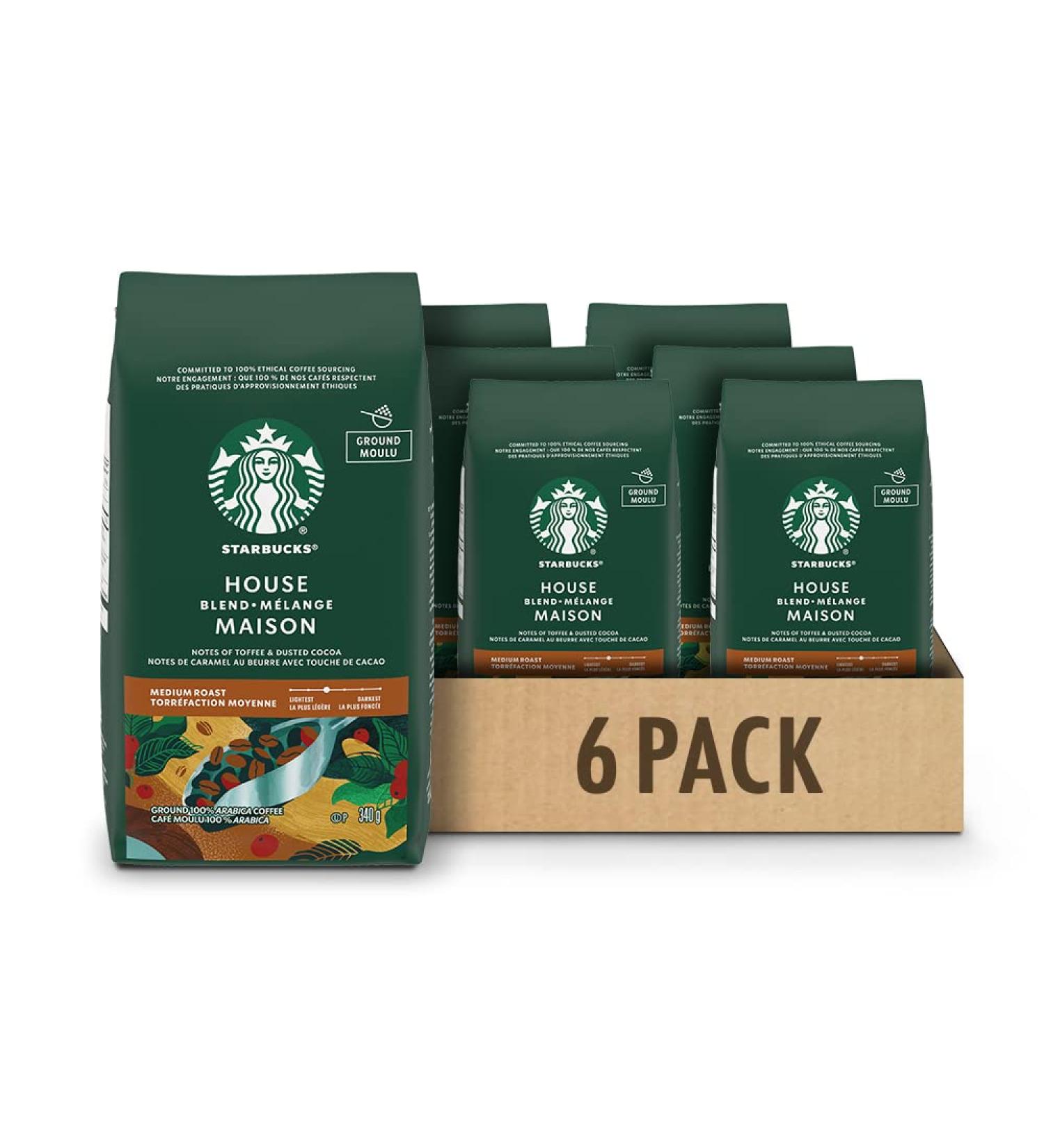 Starbucks House Blend Medium Roast Ground Coffee 340g Bag (Pack of 6) - Buy Online on GoSupps.com