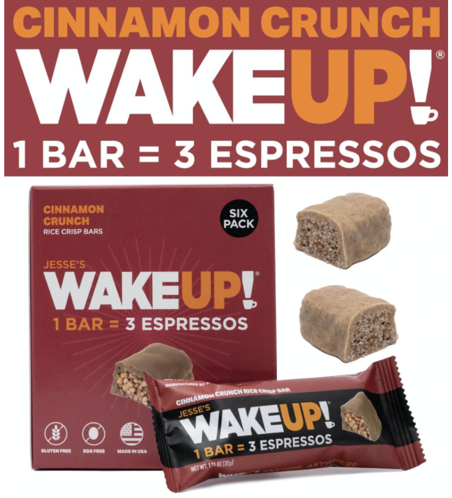 Caffeinated Cinnamon Crunch Protein Bars | Gluten Free Vegetarian 350mg Caffeine | Boost Focus & Clarity | 6 Pack | Shop Now - Buy Online on GoSupps.com