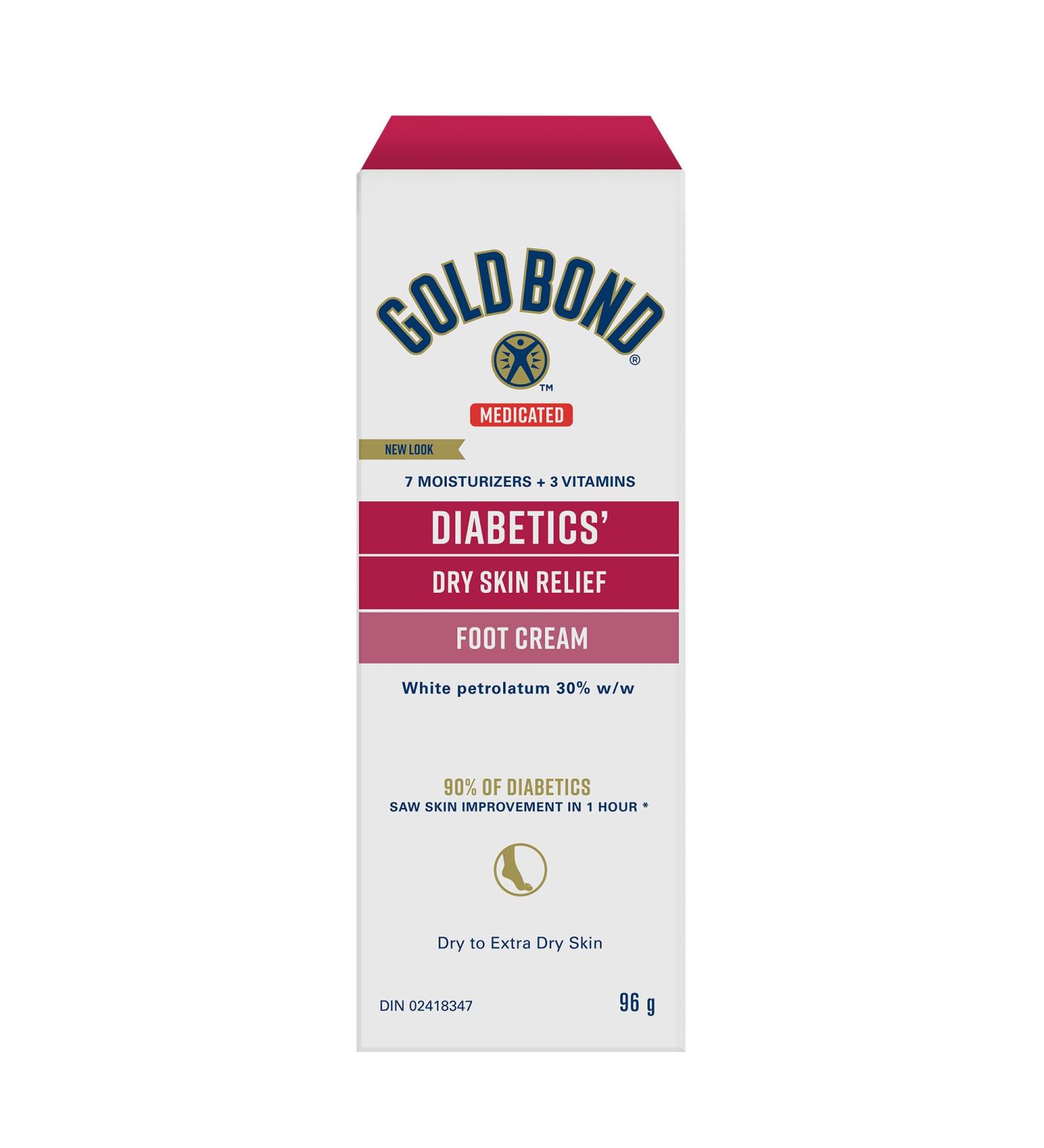 Gold Bond Medicated Diabetics' Dry Skin Relief Foot Cream 96g Tube Foot Cream for Dry Cracked Feet With 30% White Petrolatum Vitamins A and E for Fast Long-Lasting Dry Feet and Heels Relief 96 g (Pack of 1) Ultimate Diabetics' Dry Skin Relief Foot Cream - Buy Online on GoSupps.com