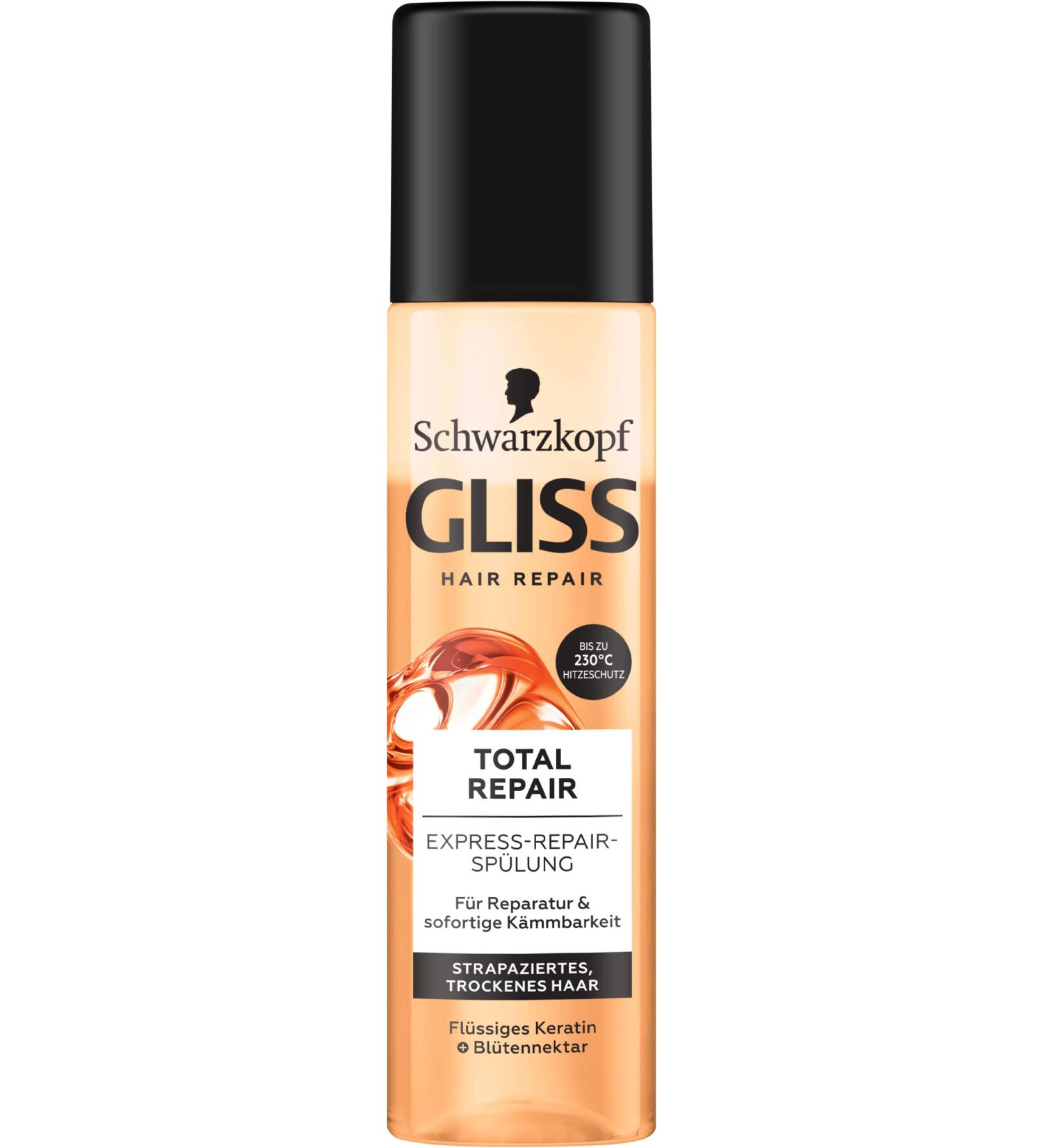 GLISS Express Repair Total Repair (200 ml) - Immediate Hair Breakage Protection & Heat Defense Up to 230 C - Rinse & Care Solution - Buy Online on GoSupps.com