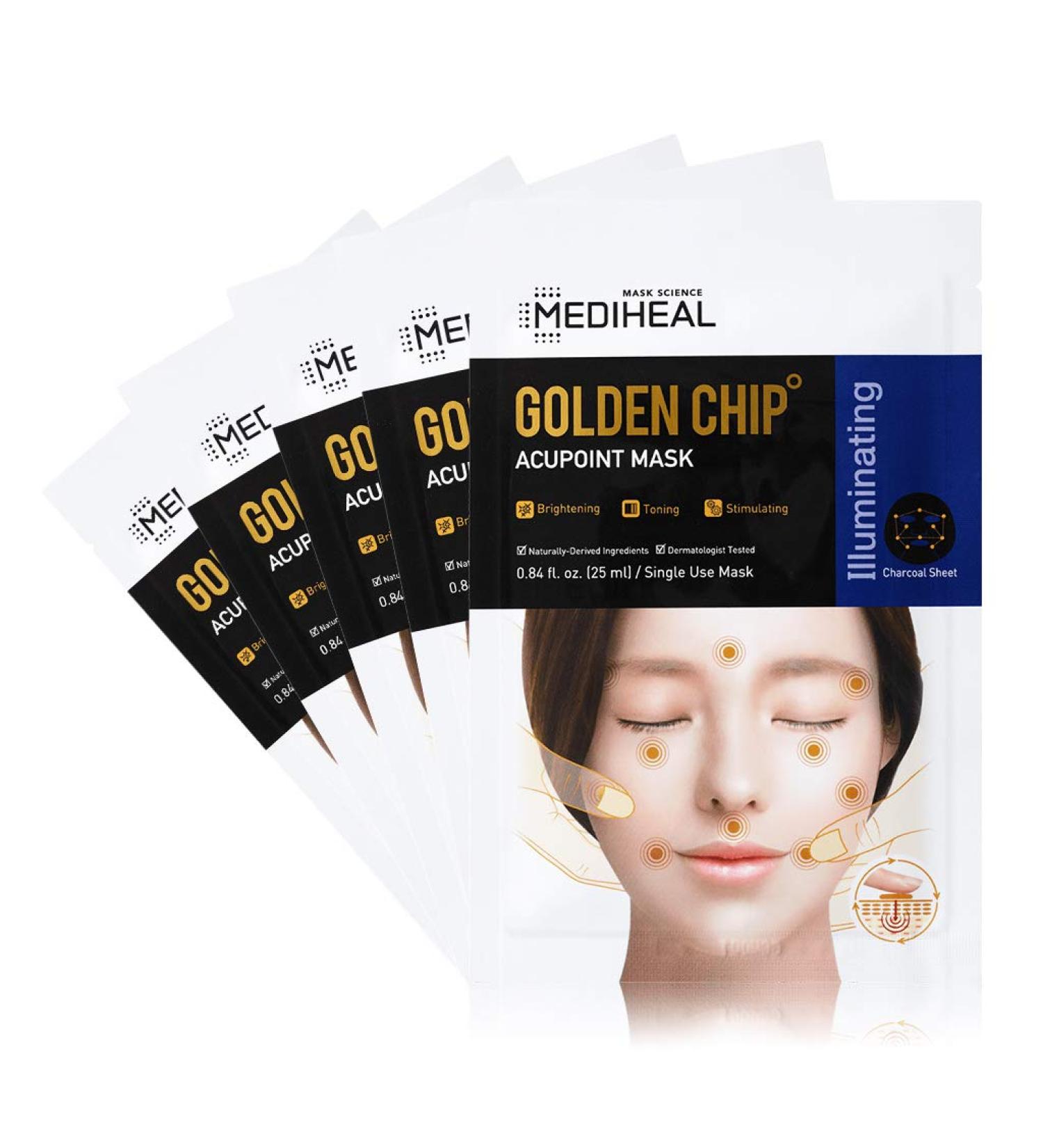 Mediheal Golden Chip Acupoint Beauty Mask | 5 Sheets - 0.84 fl oz Each | Radiant Skin Boost - Buy Online on GoSupps.com