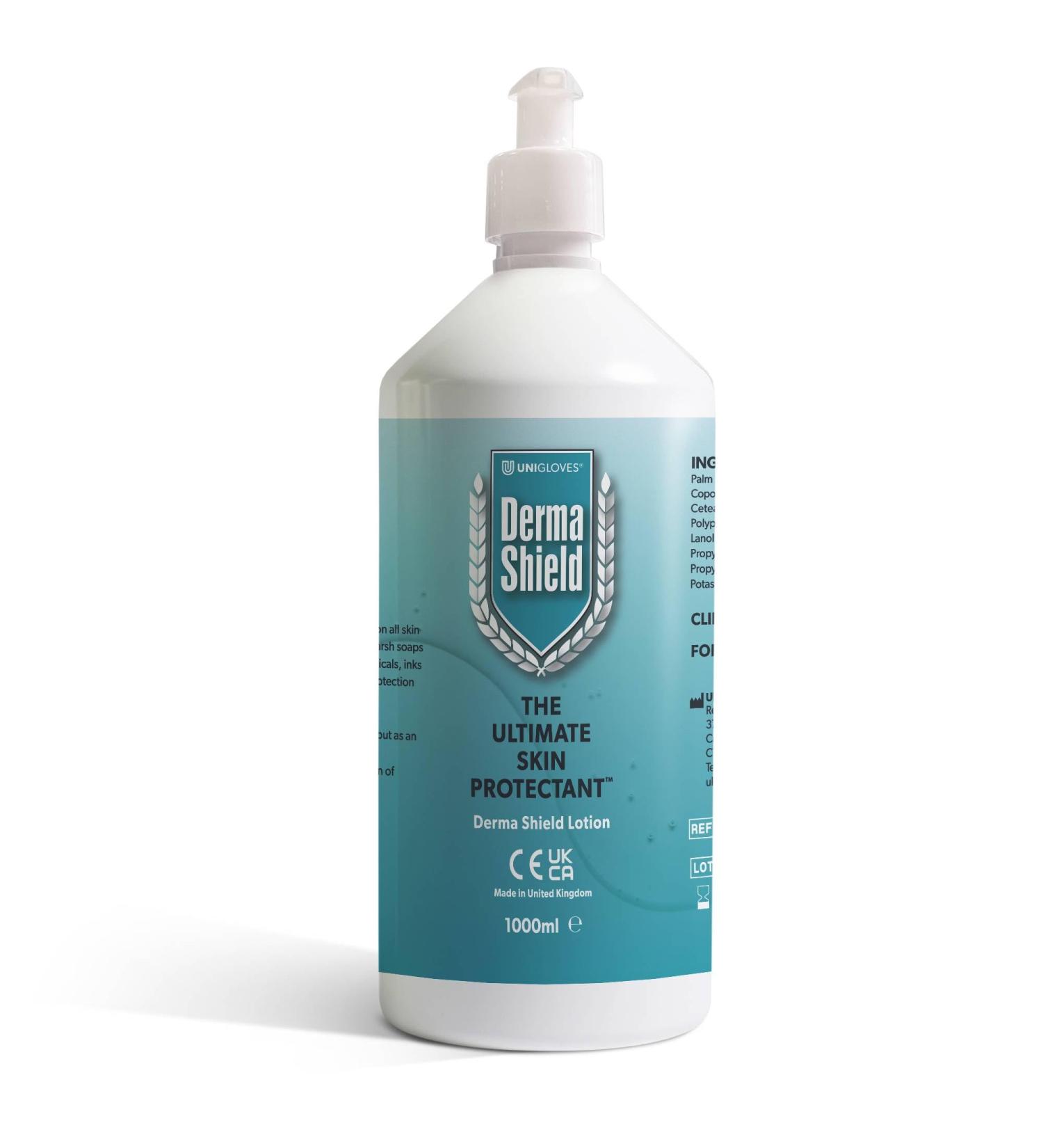  UNIGLOVES Derma Shield Barrier Cream Lotion 1000ml - The Ultimate Waterproof Skin Shield for Hands Body Face - Clinically Proven Protection and Relief for Dermatitis - Buy Online on GoSupps.com