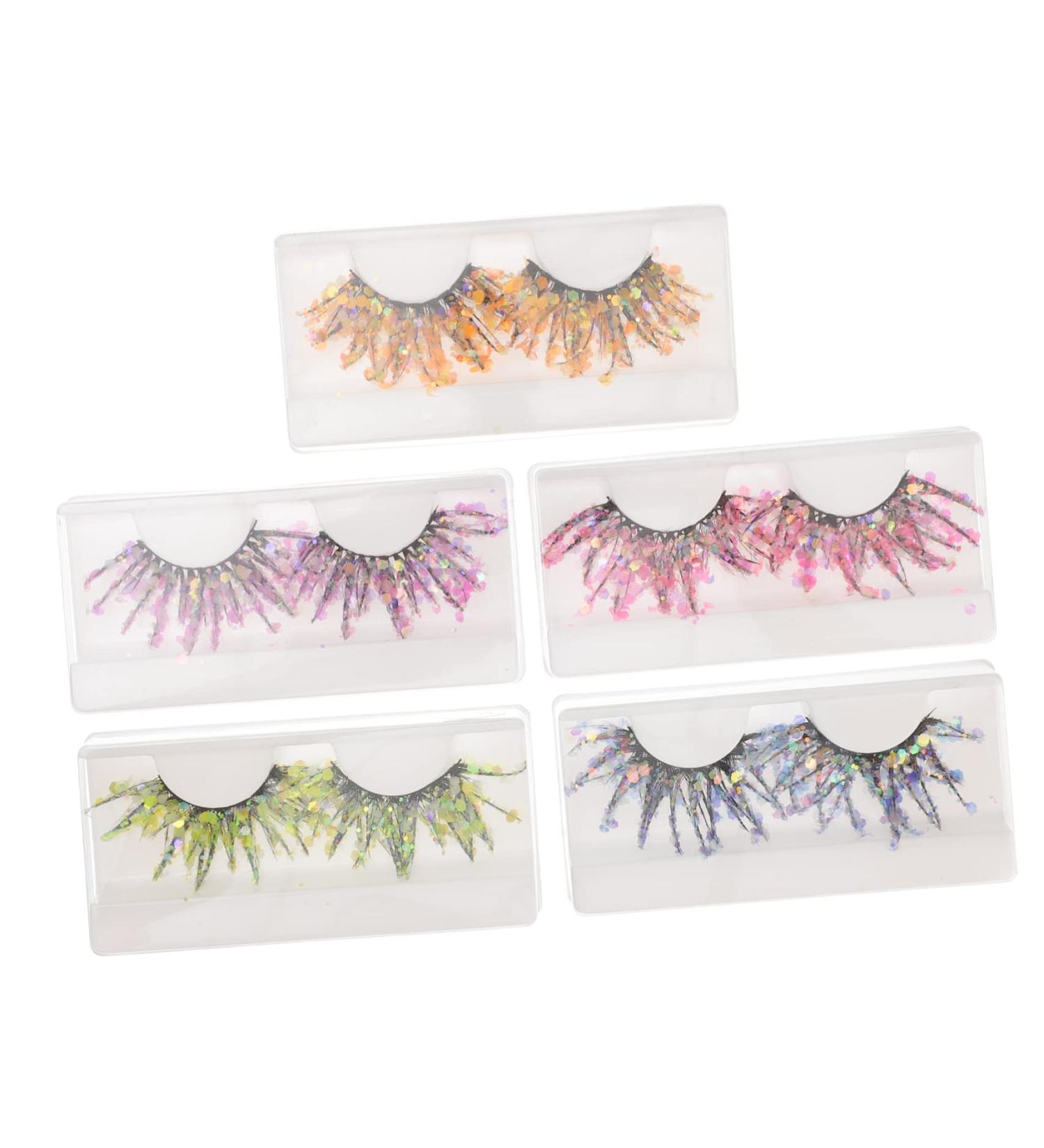 Mikinona 5 Pairs Colored False Eyelashes Colored Eyelashes Costume Dramatic Eyelashes Party False Eyelashes Glitter Eyelashes Lashes Glitter Lashes 3d Clothing Chemical Fiber Cosplay - Buy Online on GoSupps.com