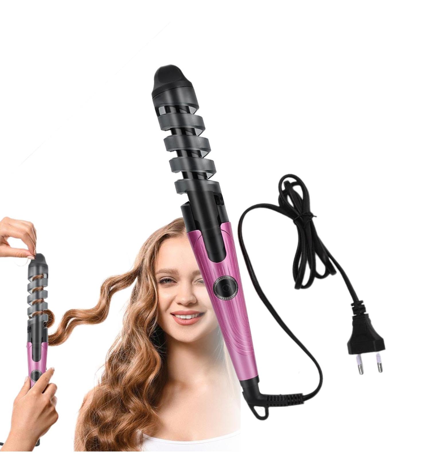Hair Curling Wand | Portable Curling Wand - Curling Wand Hair Straightener and Curler 2 in 1 Curling Iron Hair Curler Wand for Travel Pink US - Buy Online on GoSupps.com