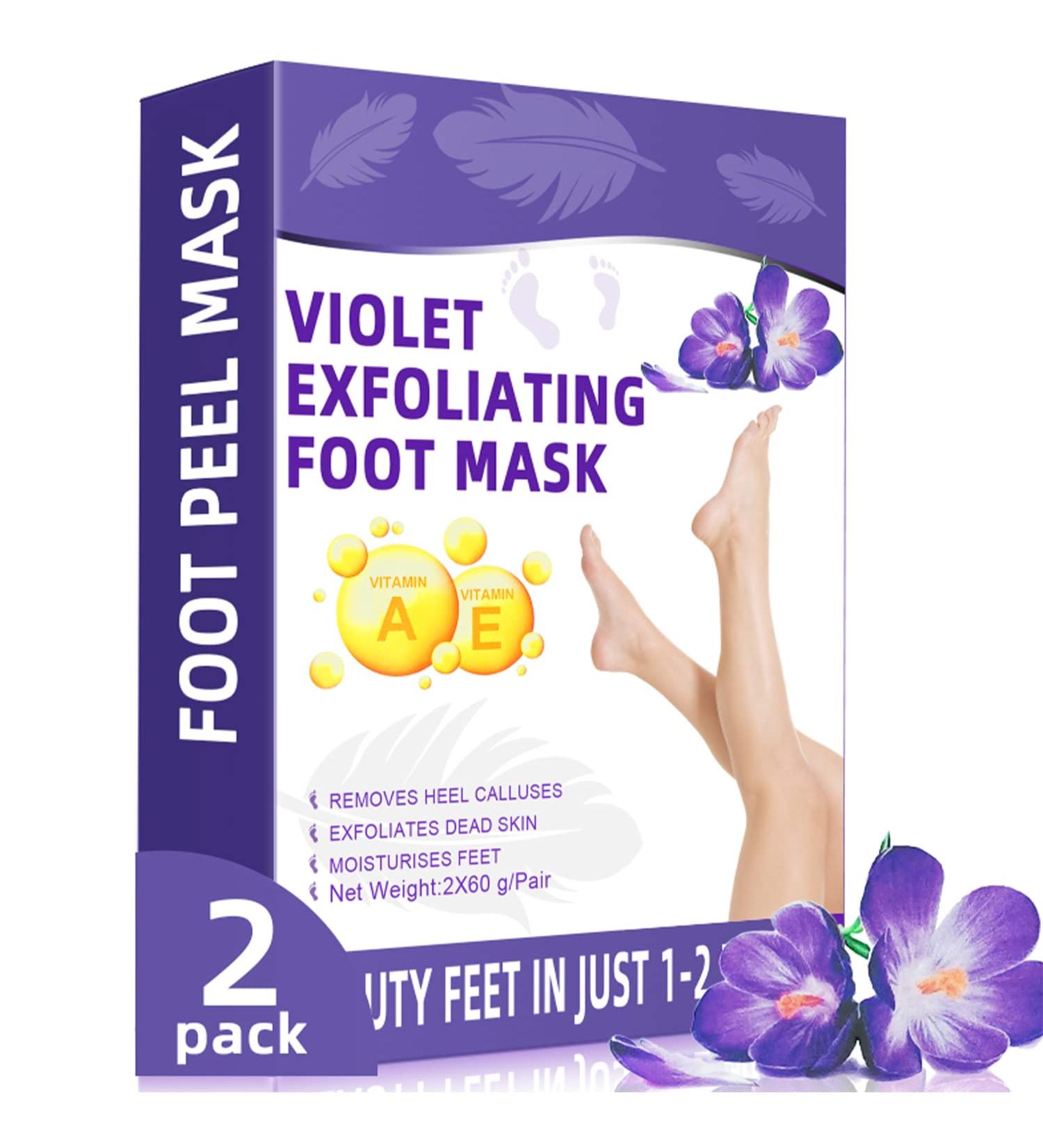 NewFoot Foot Peel Mask 2 Pack - Exfoliating Natural Masks for Dry Cracked Feet - Moisturizing and Softening Callus Treatment - Smooth Baby Feet - Purple - Buy Online on GoSupps.com