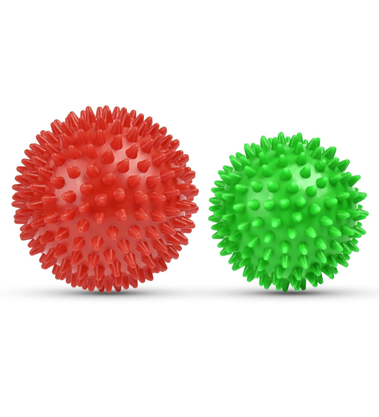Uraqt Fascia Ball Set - Small Hedgehog Massage Balls for Muscle Tension Relief | Green & Red Knobbed Massage Balls for Feet Back Neck Hands - Buy Online on GoSupps.com