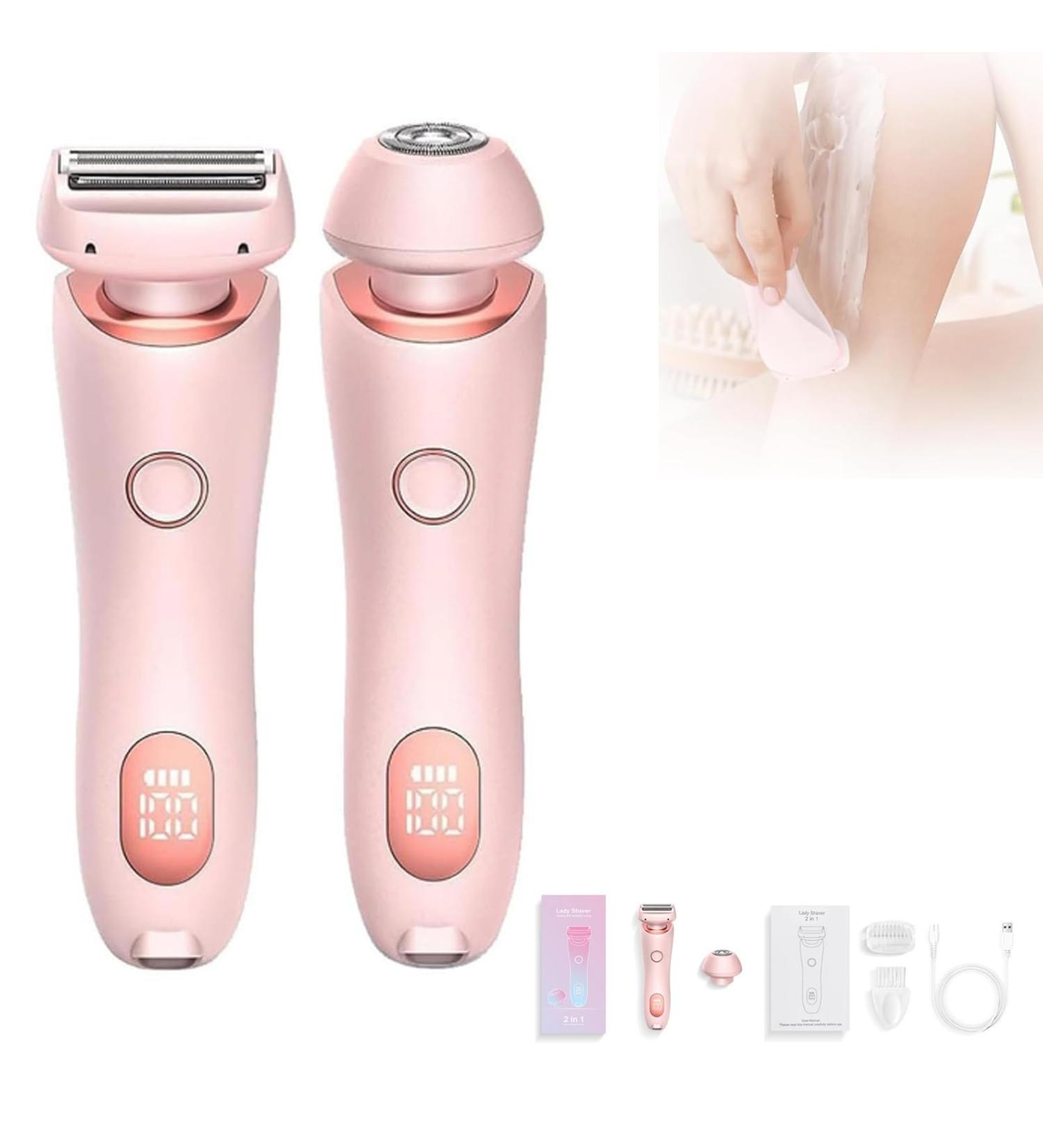 Cloudglide Pro Shaver Luna Brazilian ShaverModira Shaver 2 in 1 Double Head Shaver Razors for Shave Legs Underarms Bikini Area (Pink) - Buy Online on GoSupps.com