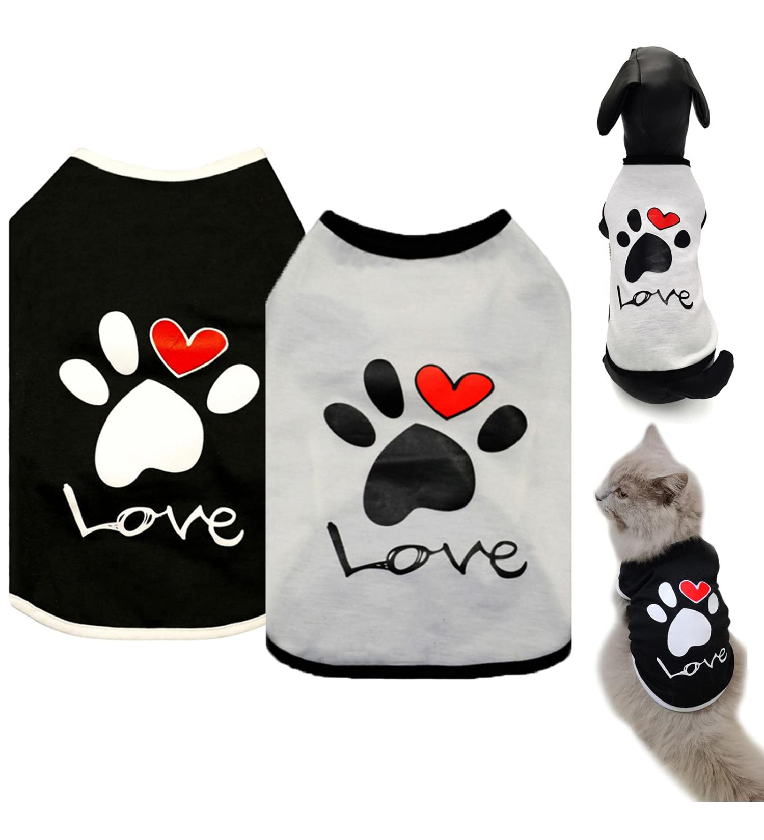 Brocarp 2 Pack Dog Shirt Puppy Clothes - Basic Vest Outfit for Small Medium Large Dogs - Soft Cotton T-Shirt for Cats and Kittens - Black+White (Small) - Buy Online on GoSupps.com