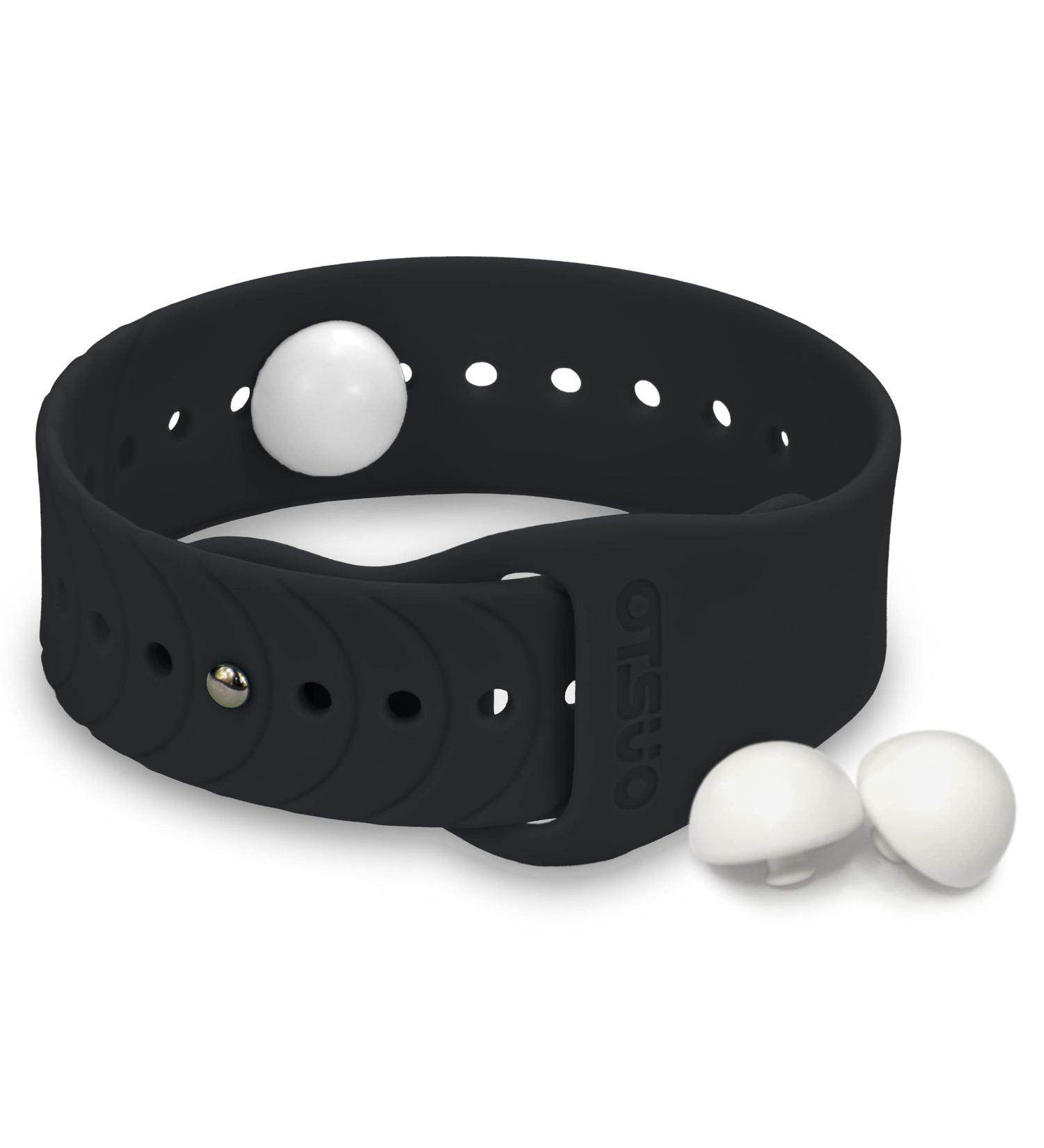Otsuo Acupressure Wristband for Natural Relief of Headaches, Insomnia, Anxiety, Nausea, Sleep Aid, Motion Sickness, Morning Sickness, Panic Attacks, Migraines - Inky Black - Buy Online on GoSupps.com