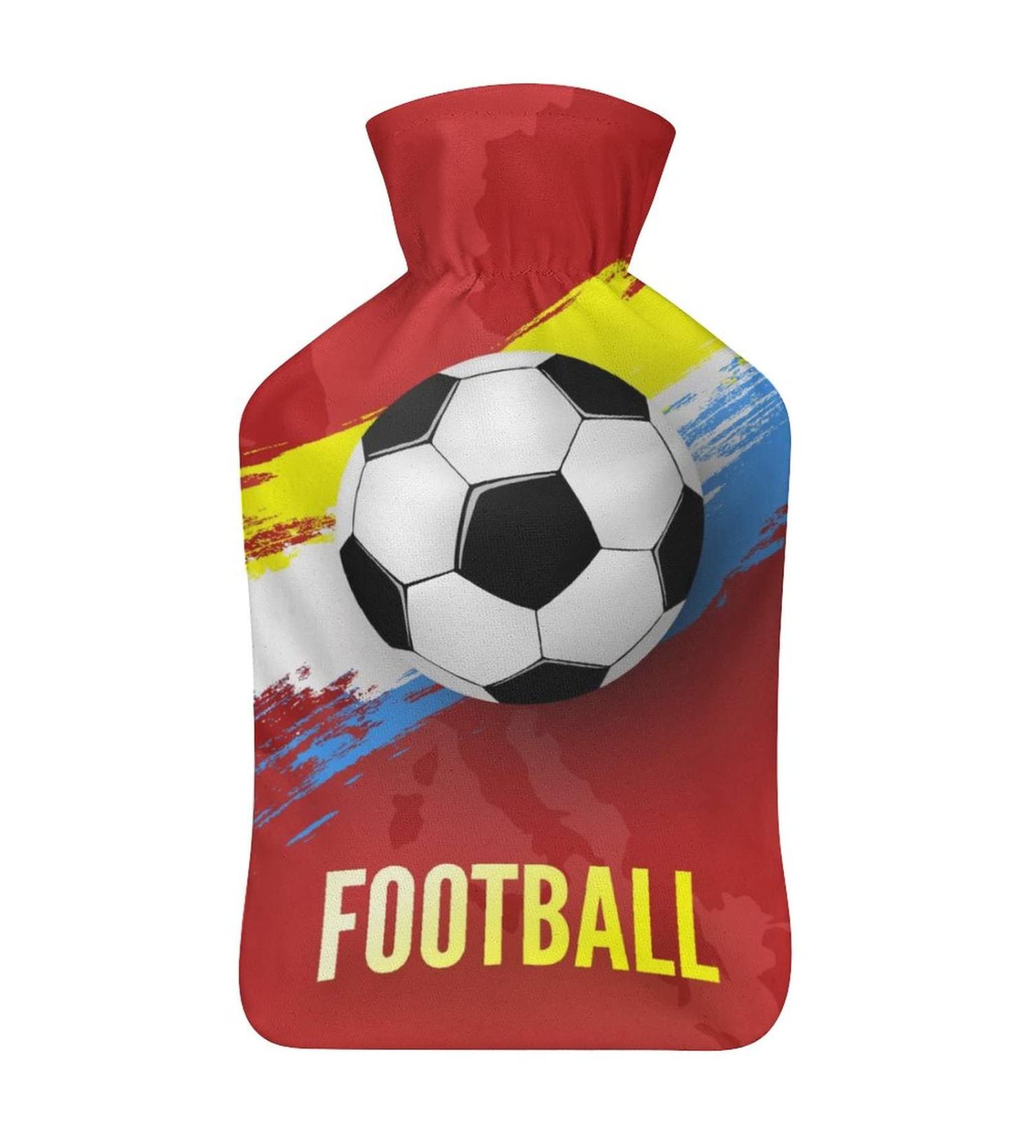 Football Hot Water Bottle with Plush Cover - Hand Warmer for Adults & Children | 26.5x15.3cm - International Shipping Available - Buy Online on GoSupps.com