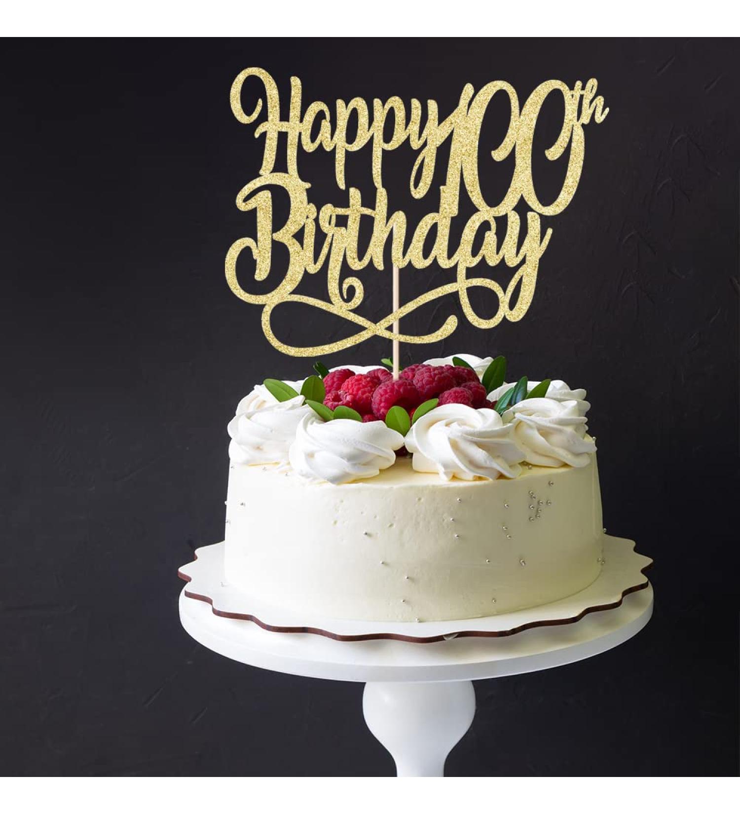 Qertesl Gold Glitter Happy 100th Birthday Cake Topper Cheers to 100 Years happy 100th Birthday Cake Topper 100th Anniversary Cake Topper men and women 100 years old happy birthday Party Decoration Gold100 - Buy Online on GoSupps.com