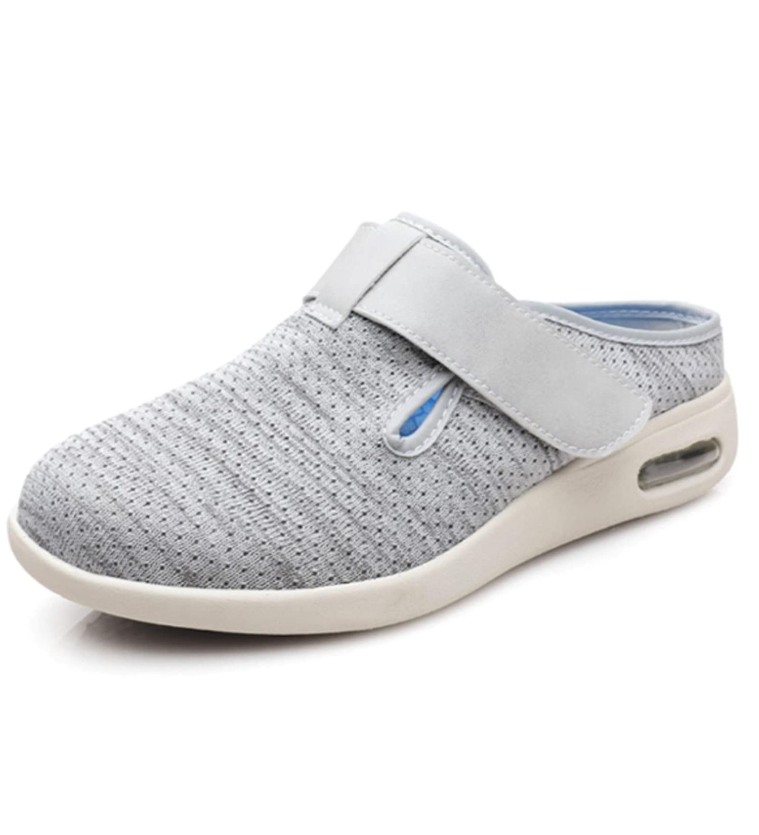 LEEWE Diabetic Shoes for Men Women - Adjustable, Orthopedic House Shoes for Swollen Feet - Gray, Size 45 - Buy Online on GoSupps.com